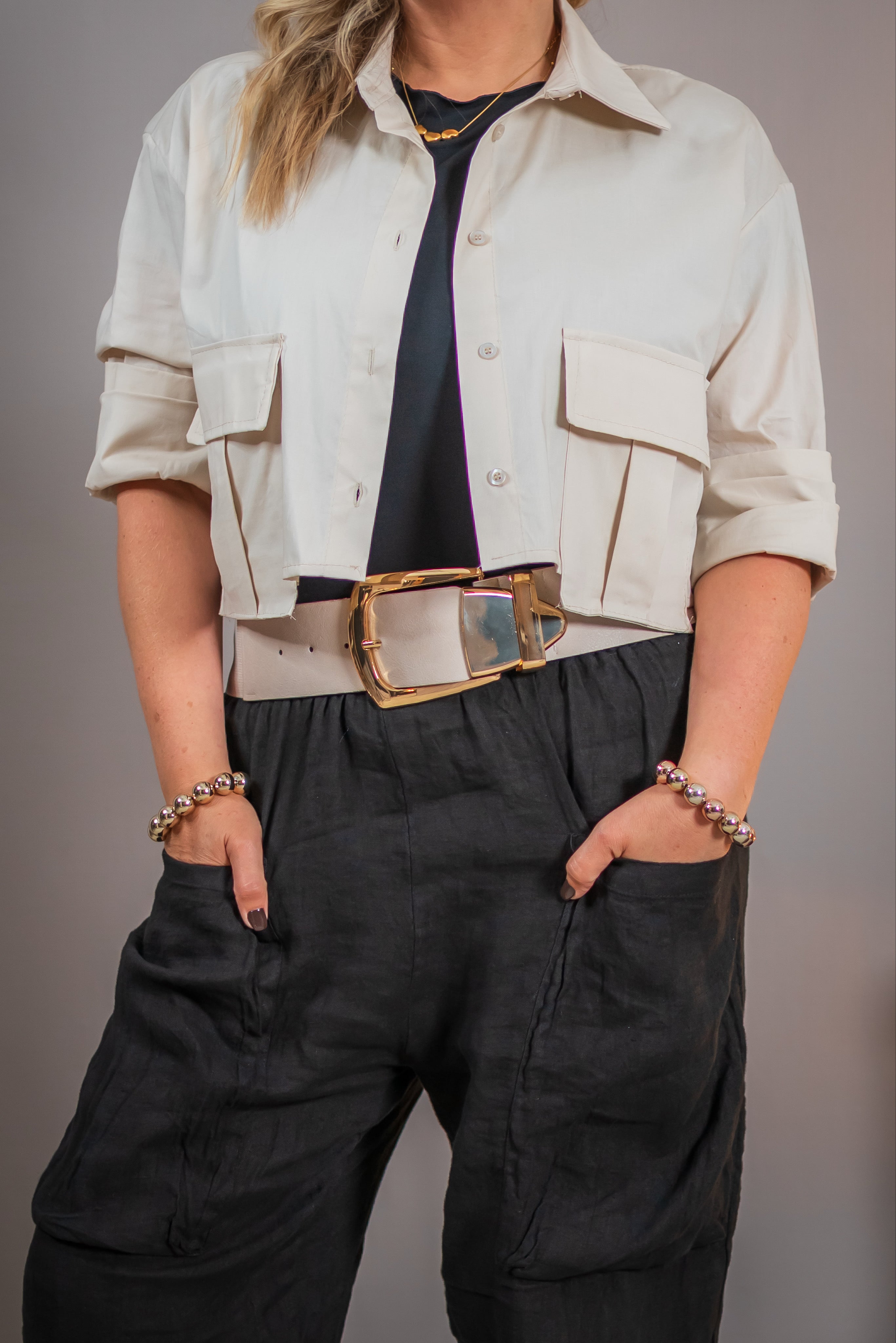Kurze Bluse, beige