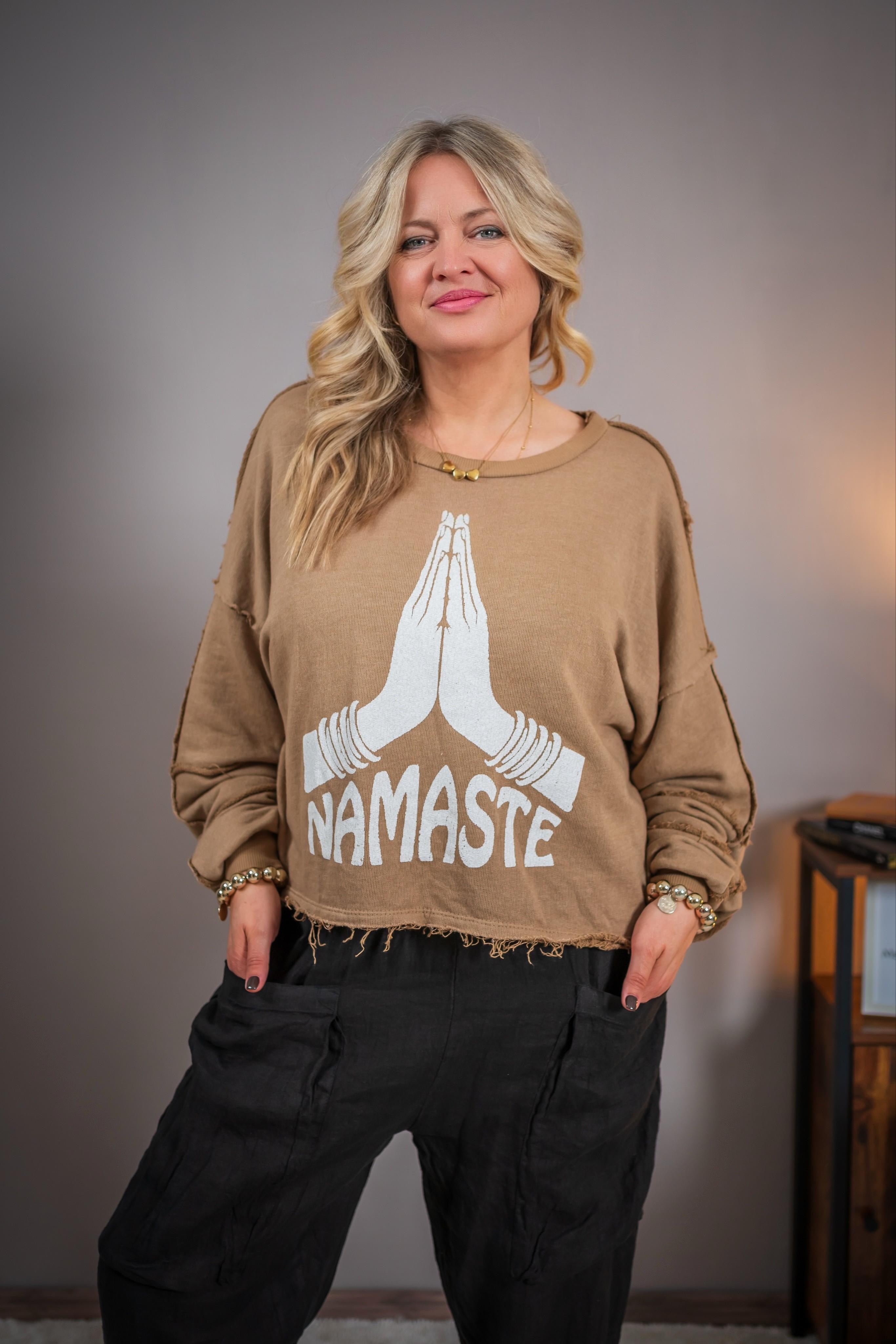 Sweatshirt mit Druck, camel