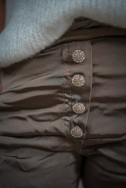 Glanz-Stretchhose, taupe
