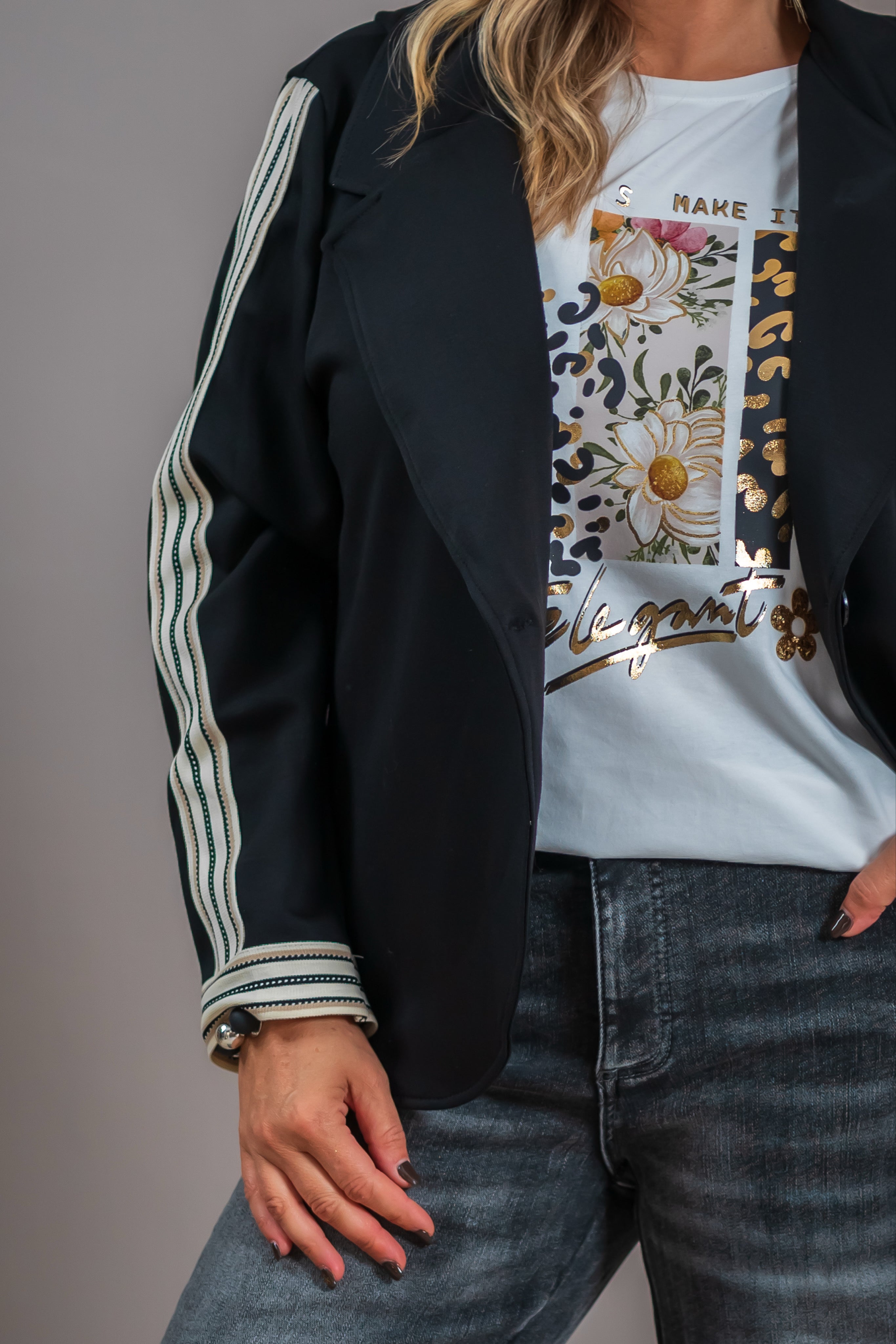 Blazer mit Kapuze, schwarz