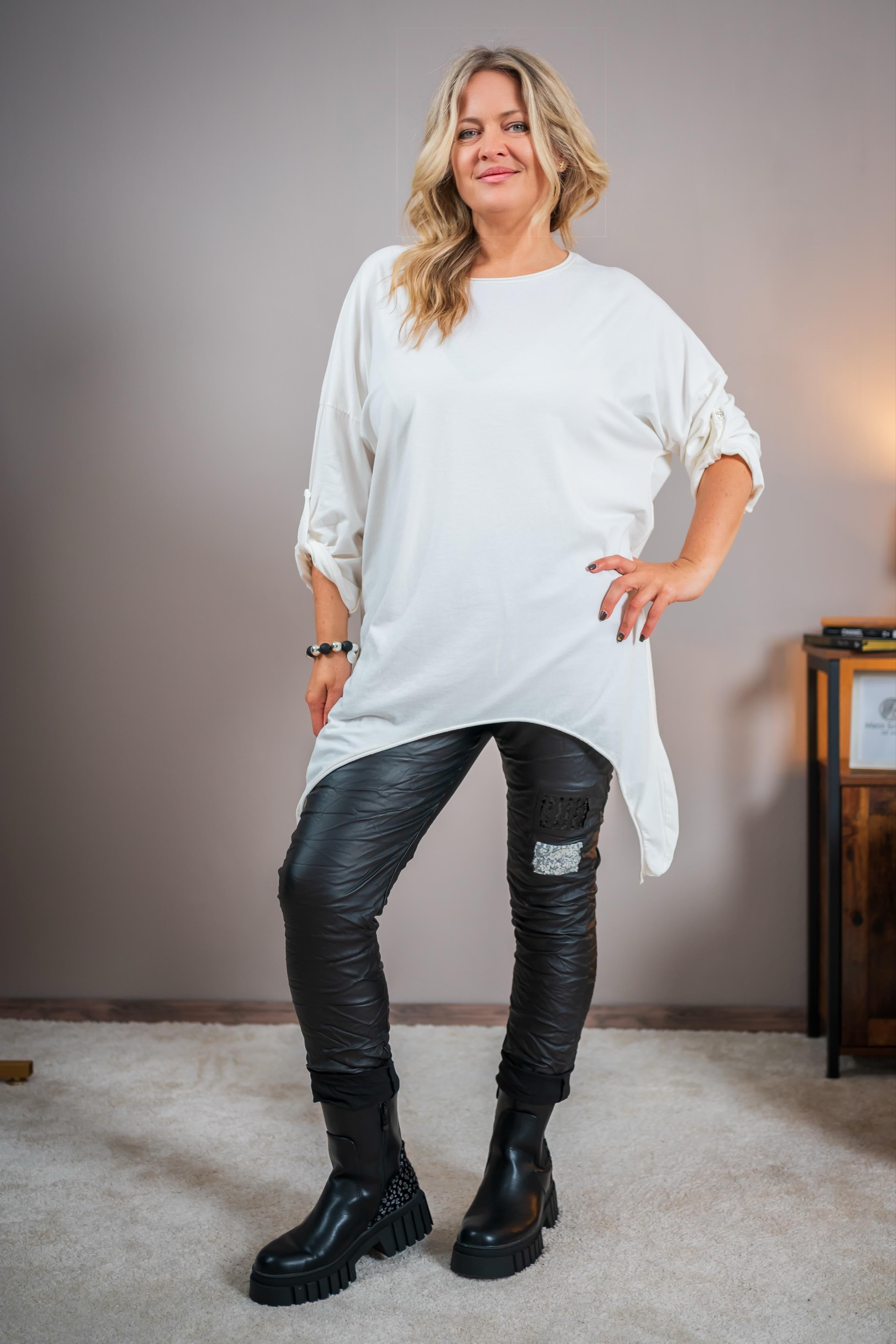 Oversize-Shirt mit Smiley, ecru