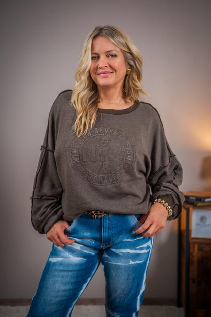 Sweatshirt N.Y.C, schokobraun