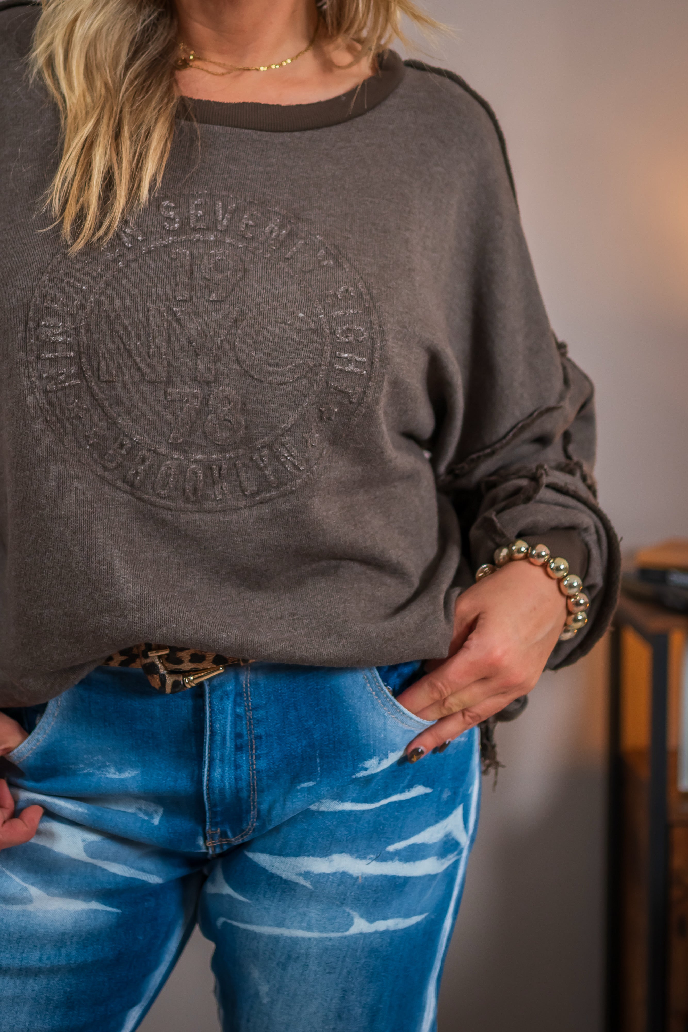 Sweatshirt N.Y.C, schokobraun