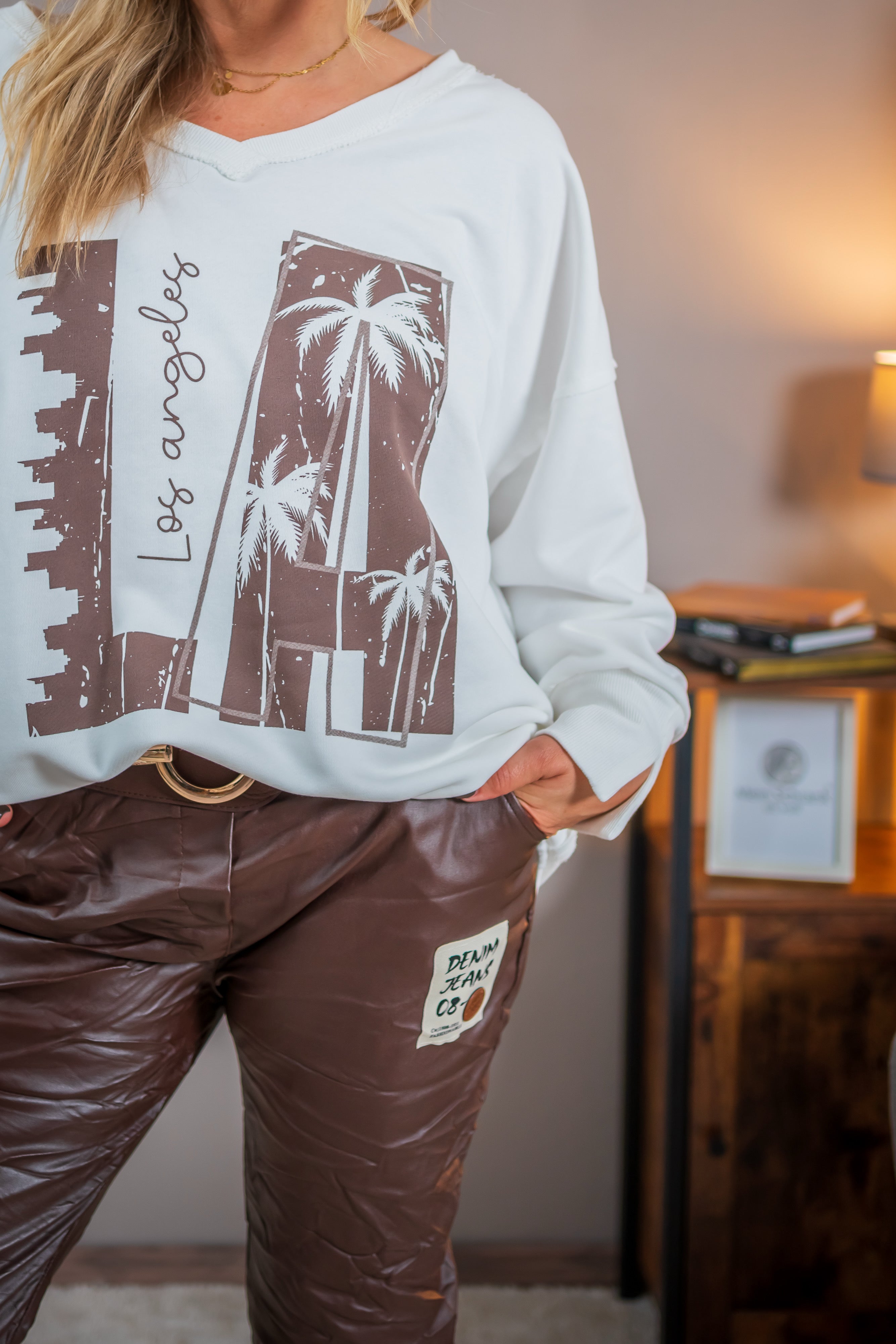 Sweatshirt mit L.A. Print, weiß