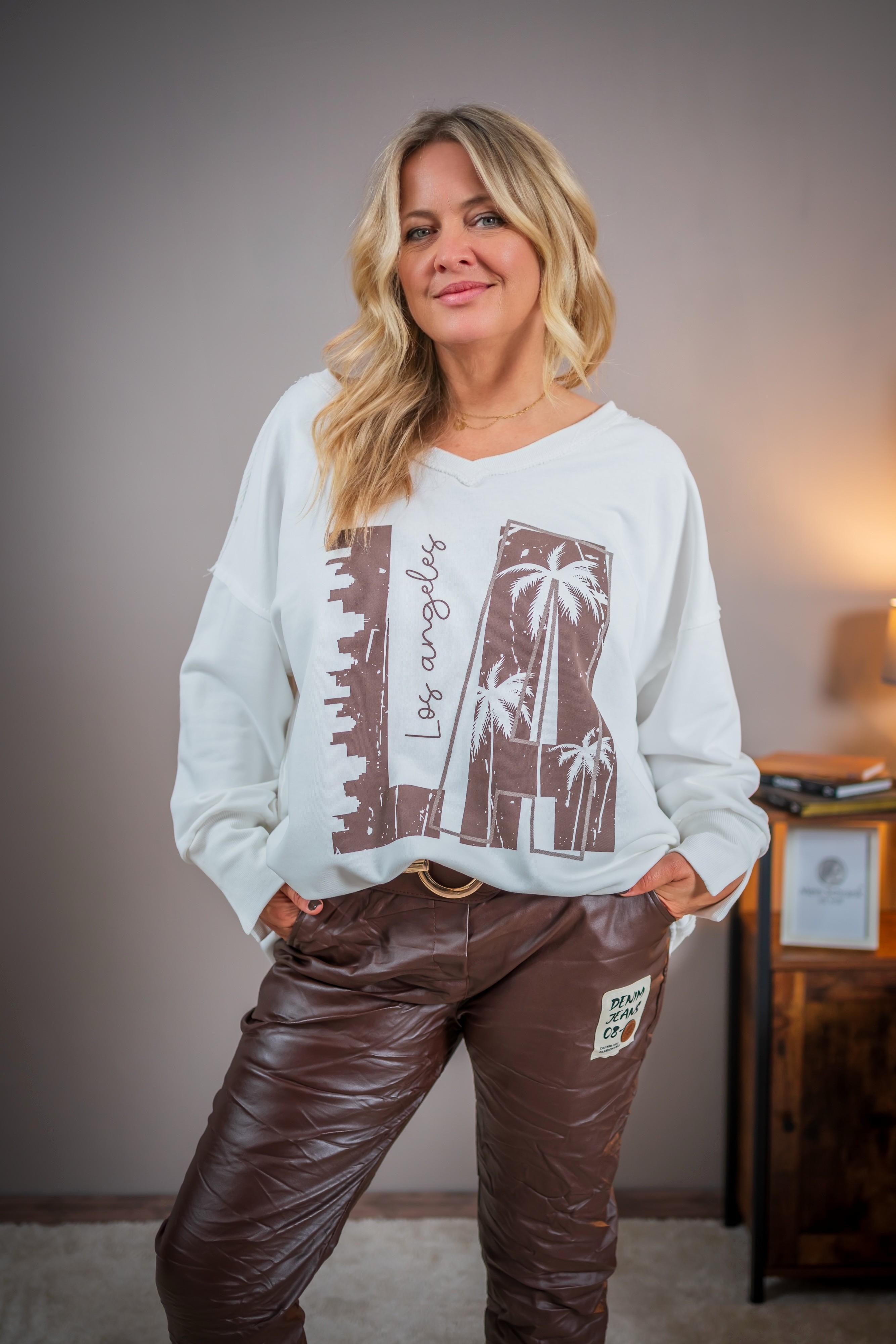 Sweatshirt mit L.A. Print, weiß