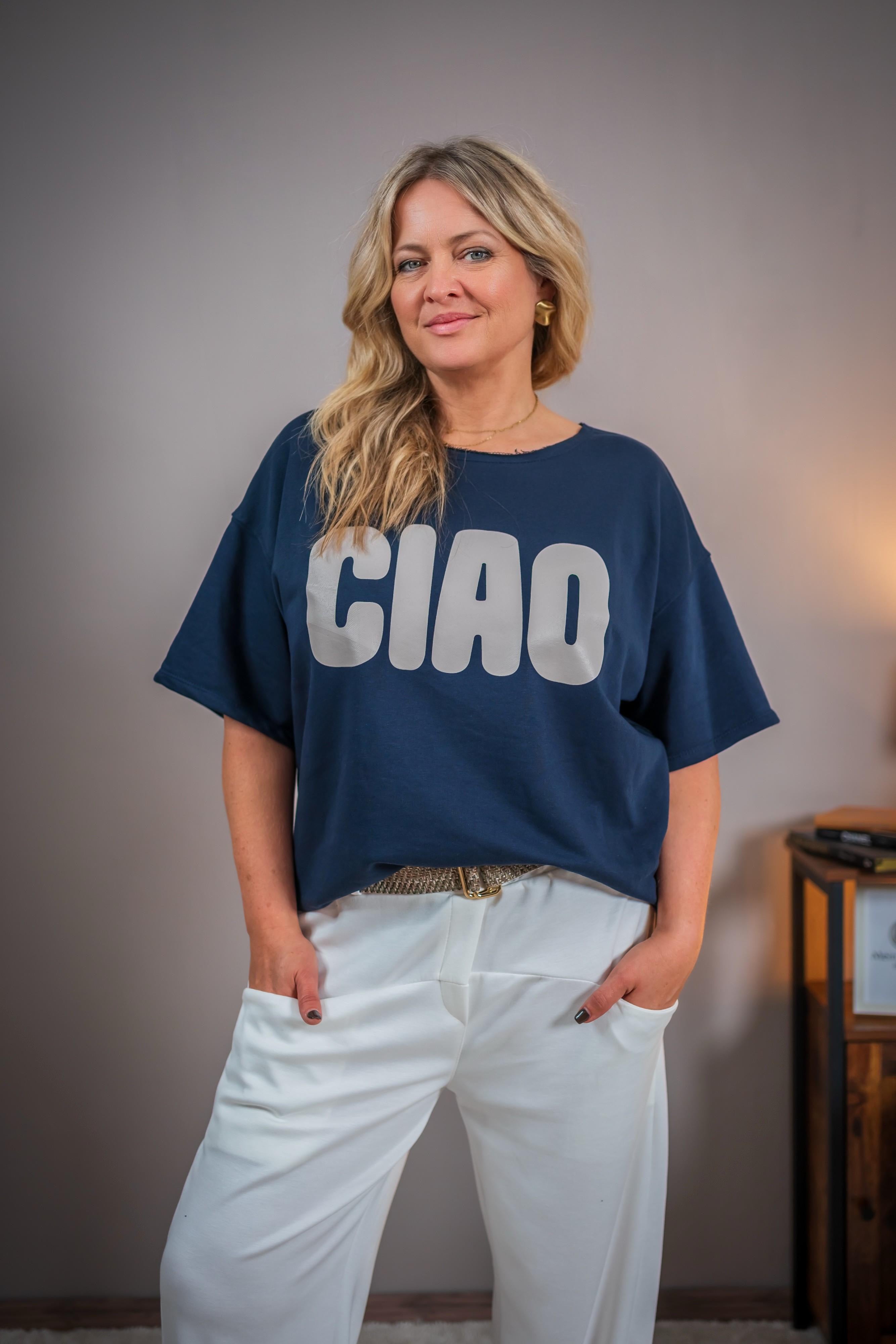 Sweatshirt, halbarm in Dunkelblau