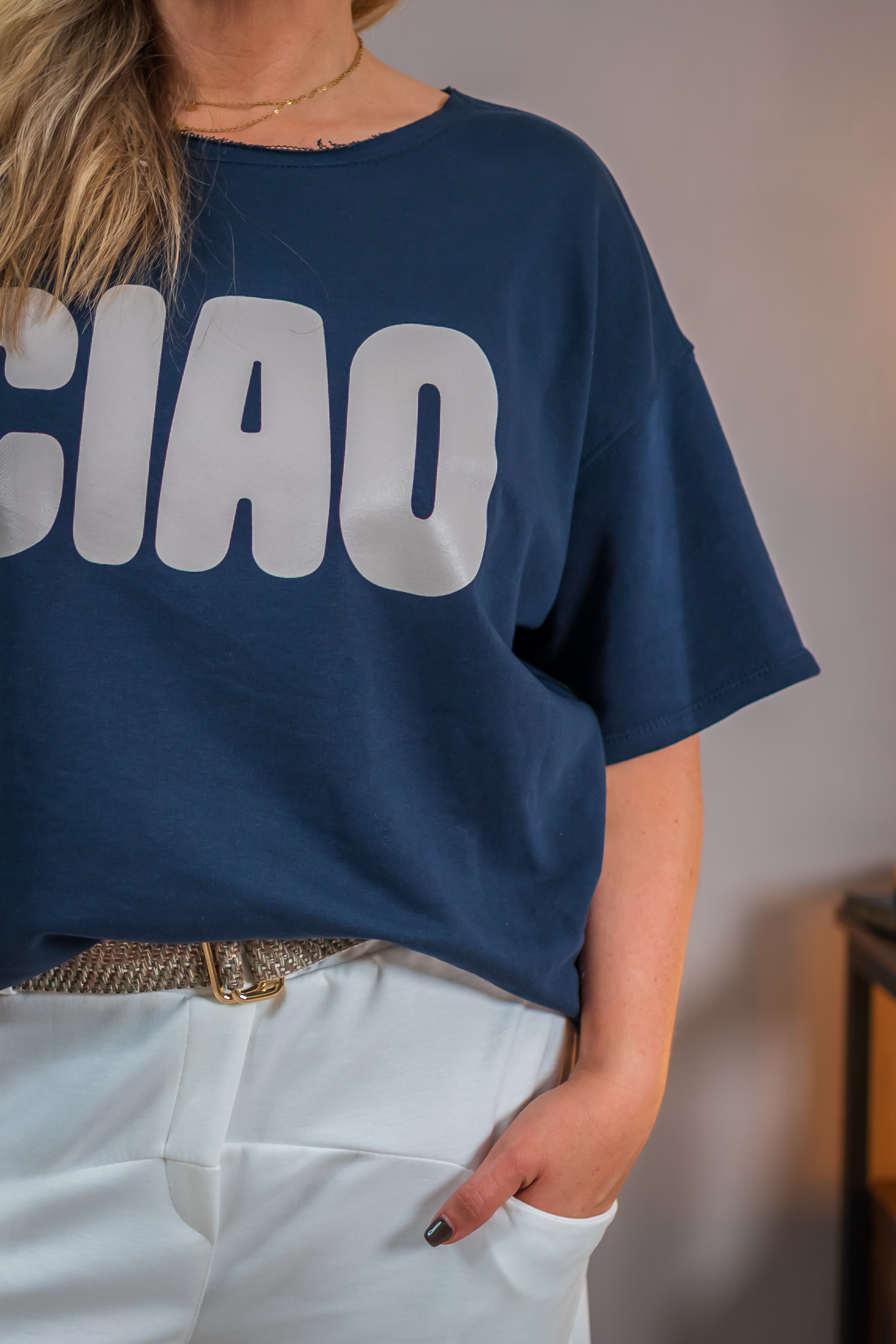 Sweatshirt, halbarm in Dunkelblau