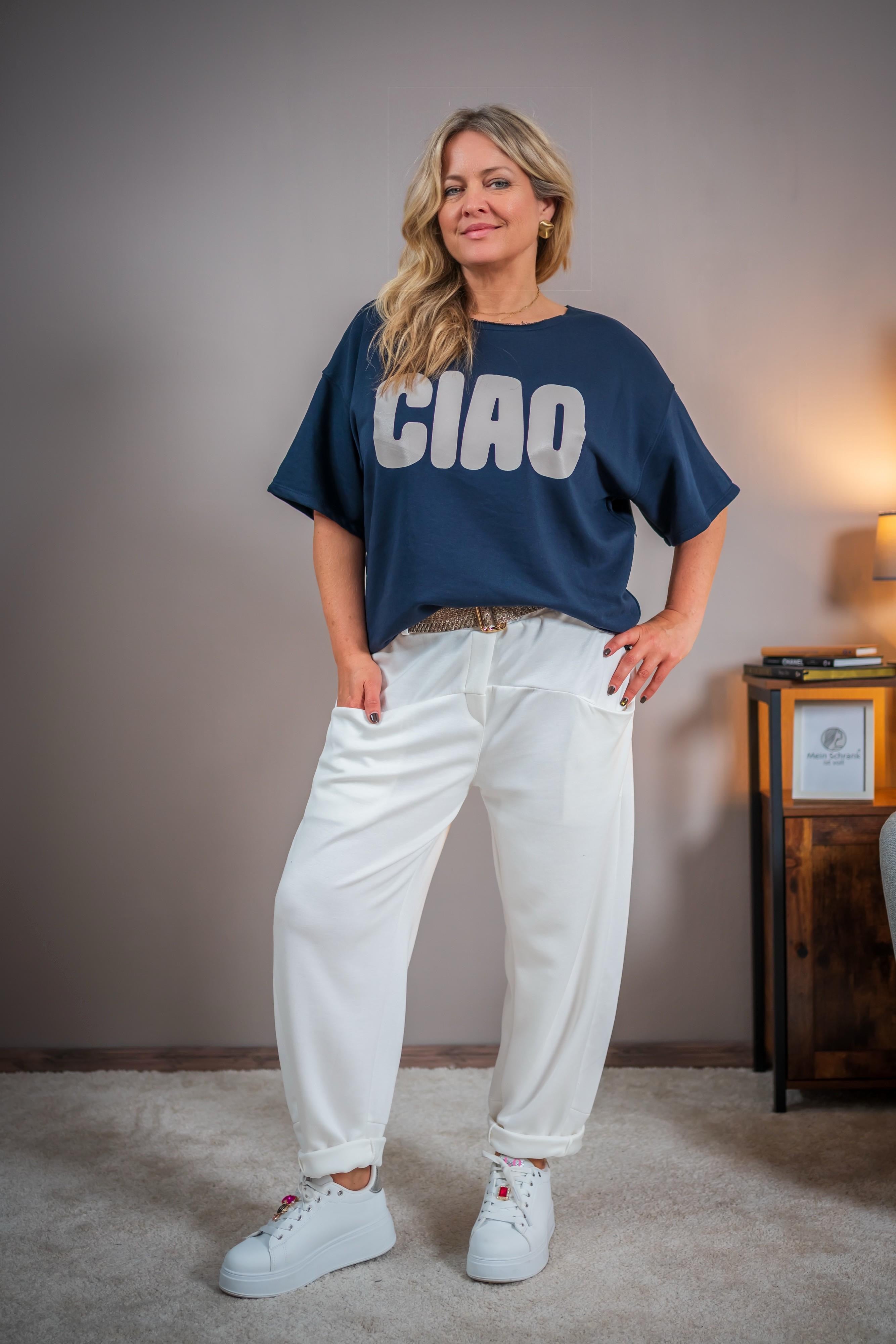 Sweatshirt, halbarm in Dunkelblau