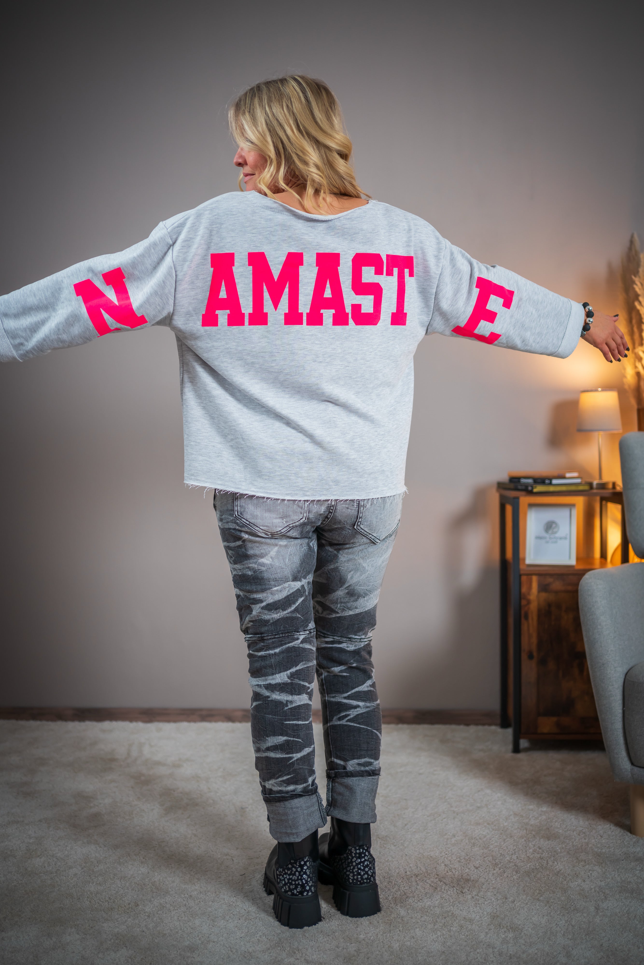 Sweatshirt mit Rückenprint, grau