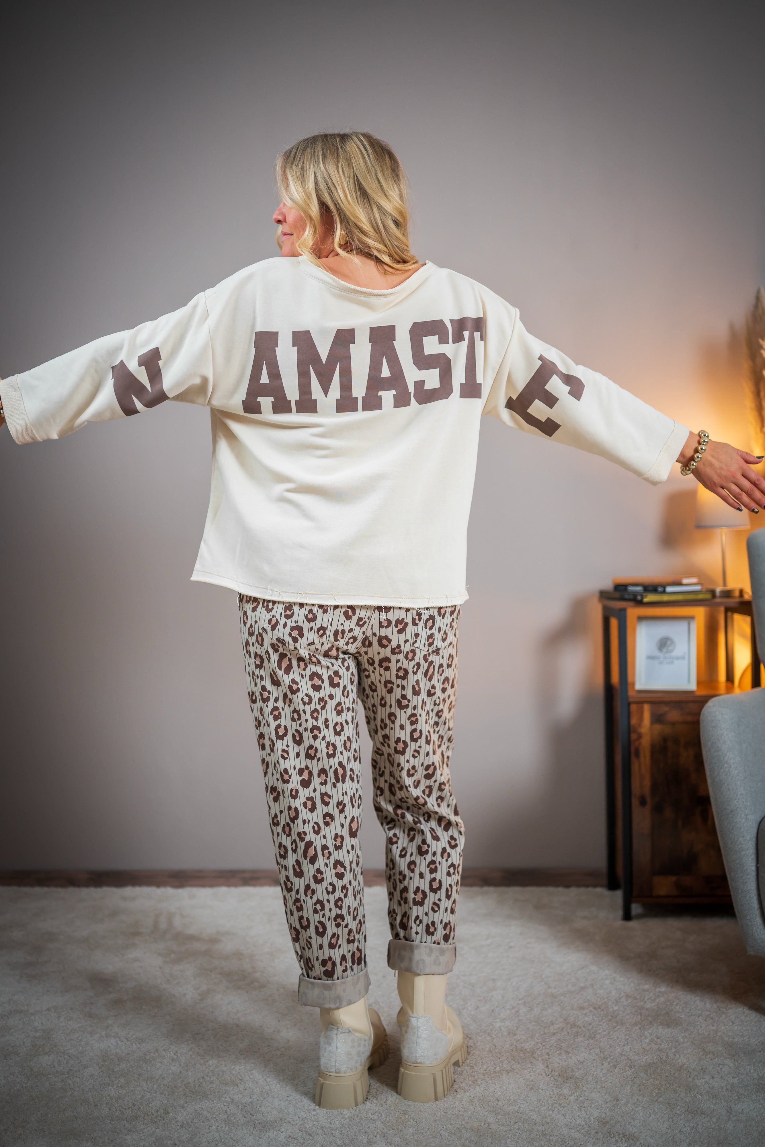 Sweatshirt mit Rückenprint, creme