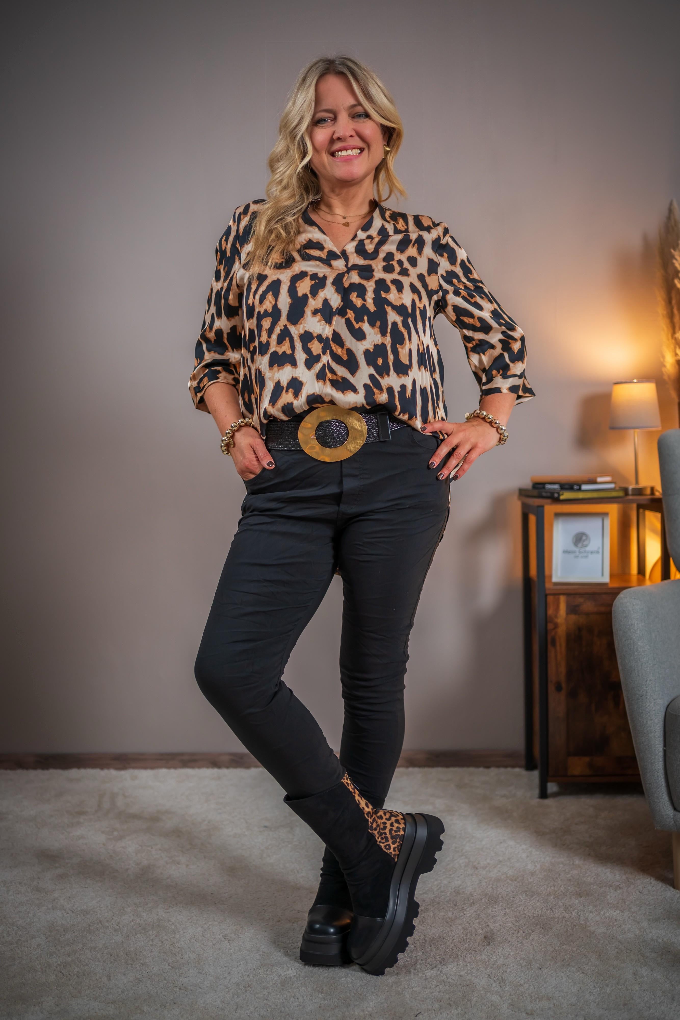 Bluse mit 3/4 Arm im Leo-Muster
