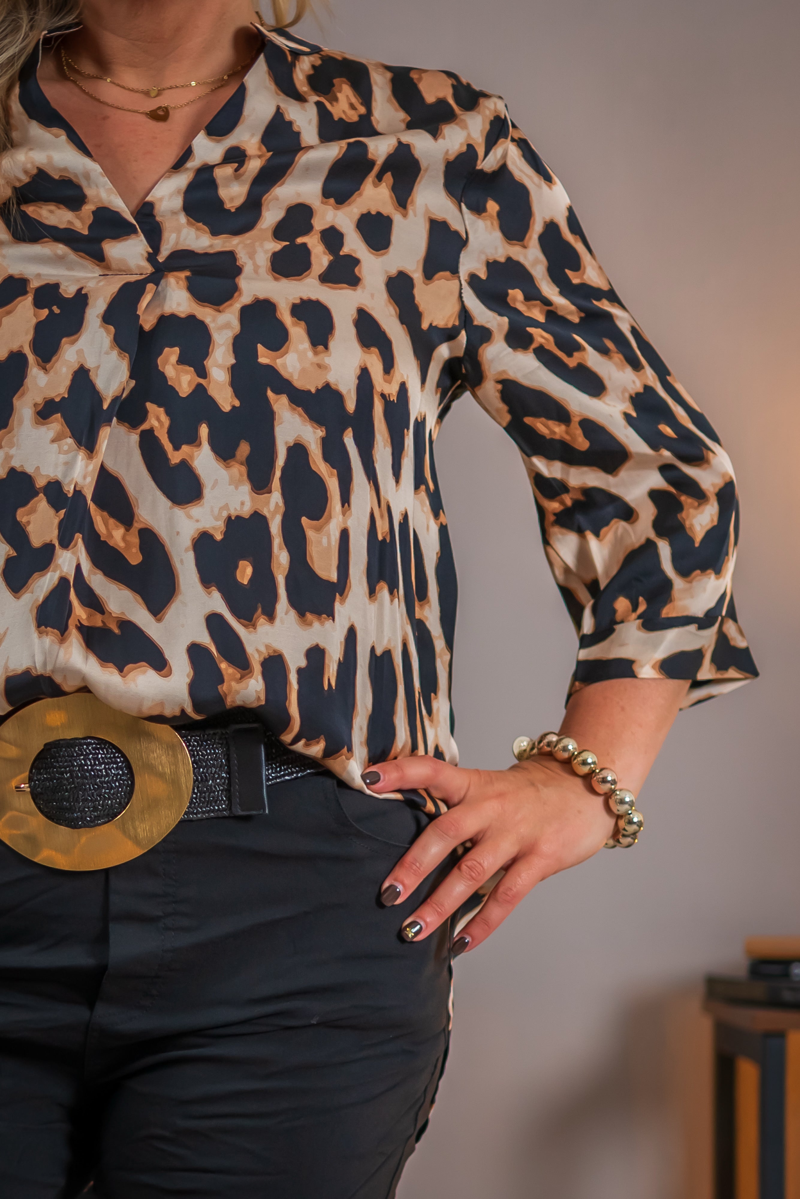 Bluse mit 3/4 Arm im Leo-Muster