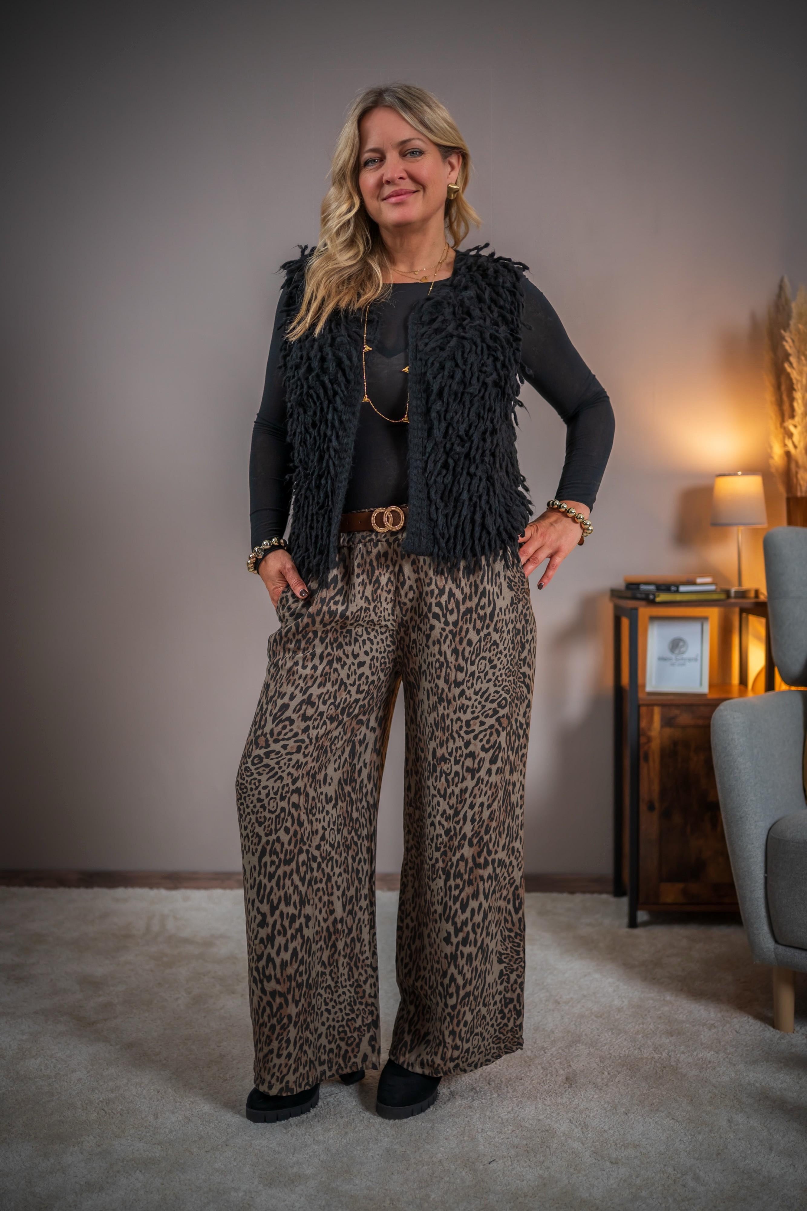 Weite Hose im Leo-Print