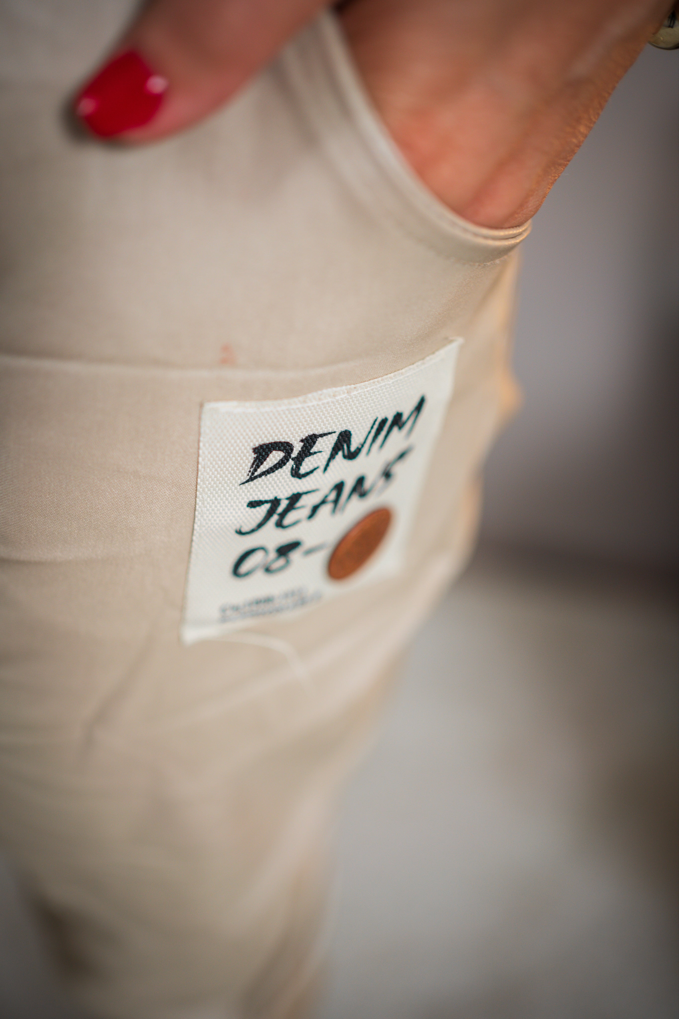 Stretchhose im Leder-Look, beige