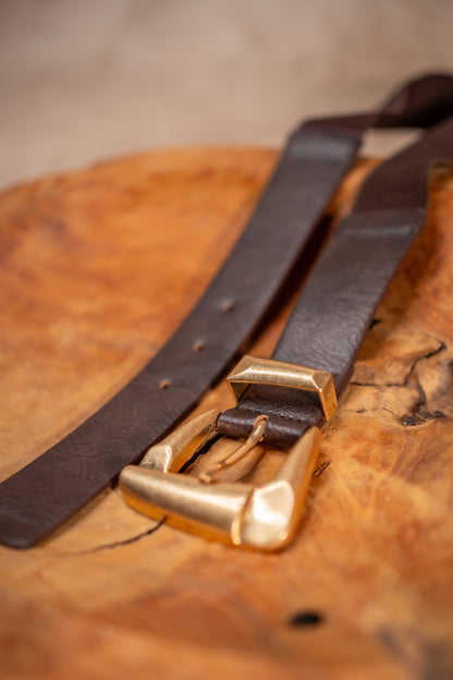 Schmaler Stretchgürtel, schokobraun