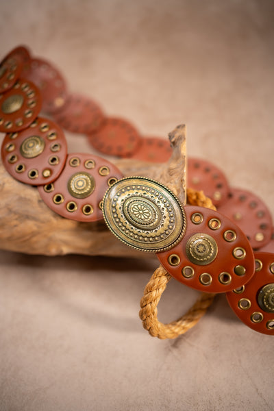Boho-Ornamentengürtel, cognac