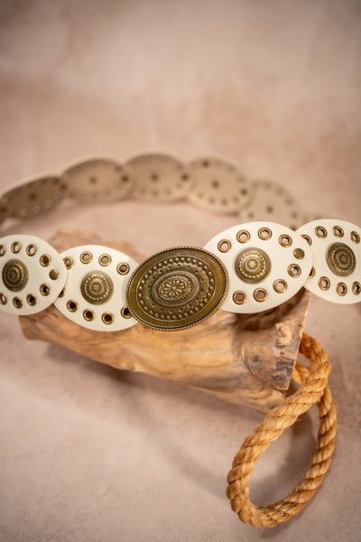 Boho-Ornamentengürtel, cremeweiß