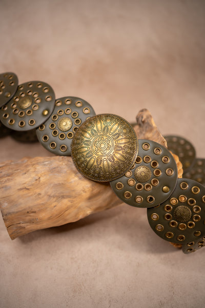 Boho-Ornamentengürtel, olivgrau