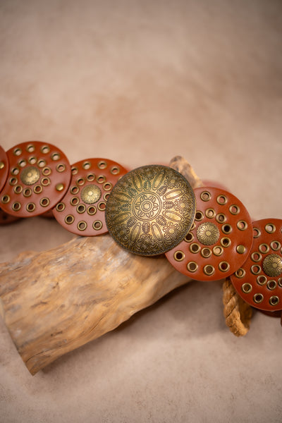 Boho-Ornamentengürtel, cognac