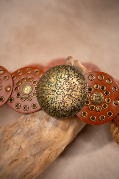 Boho-Ornamentengürtel, cognac