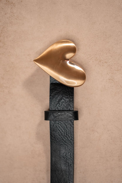 Gürtel mit goldenem Herz, schwarz