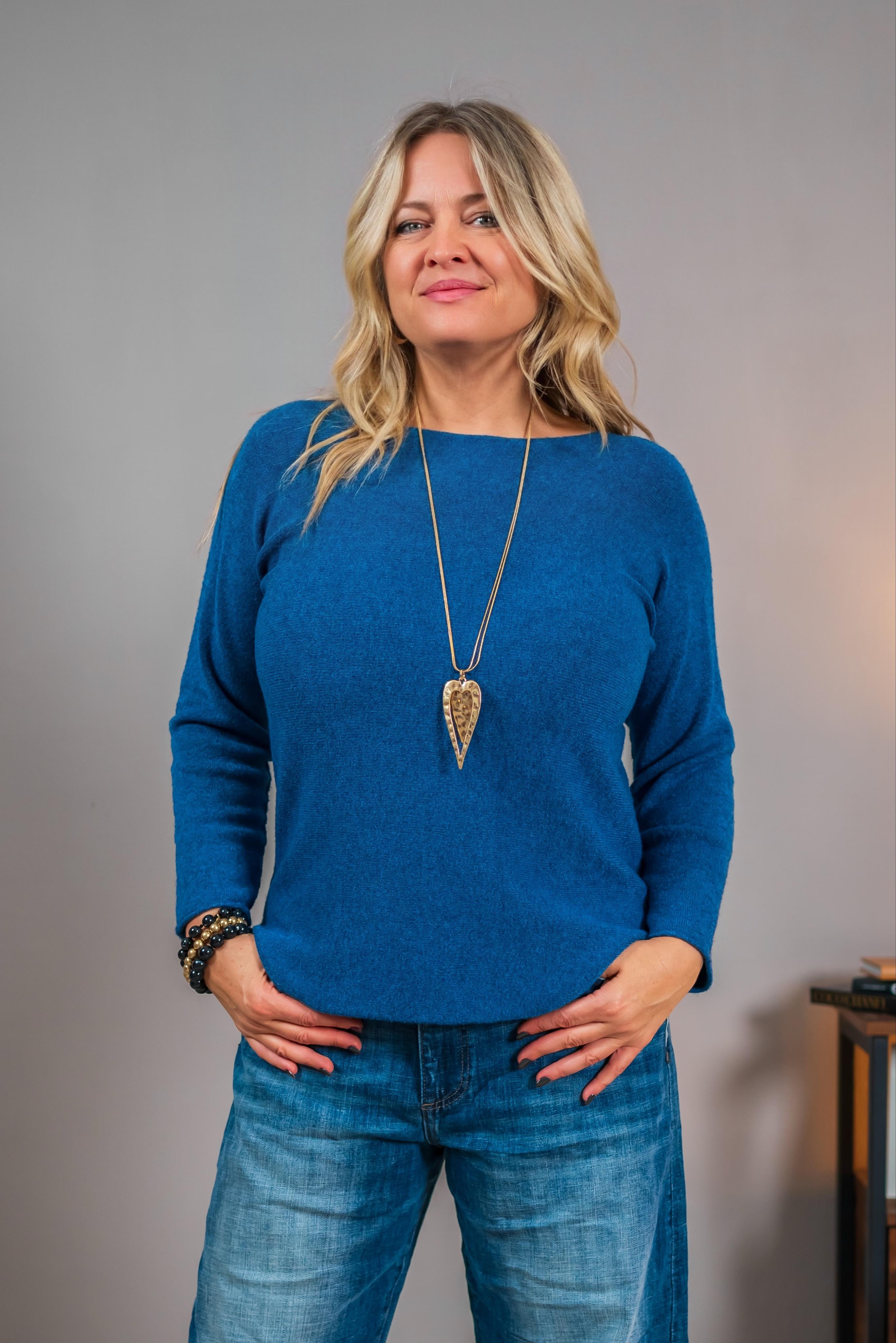 Feinstrickpullover, dunkelblau