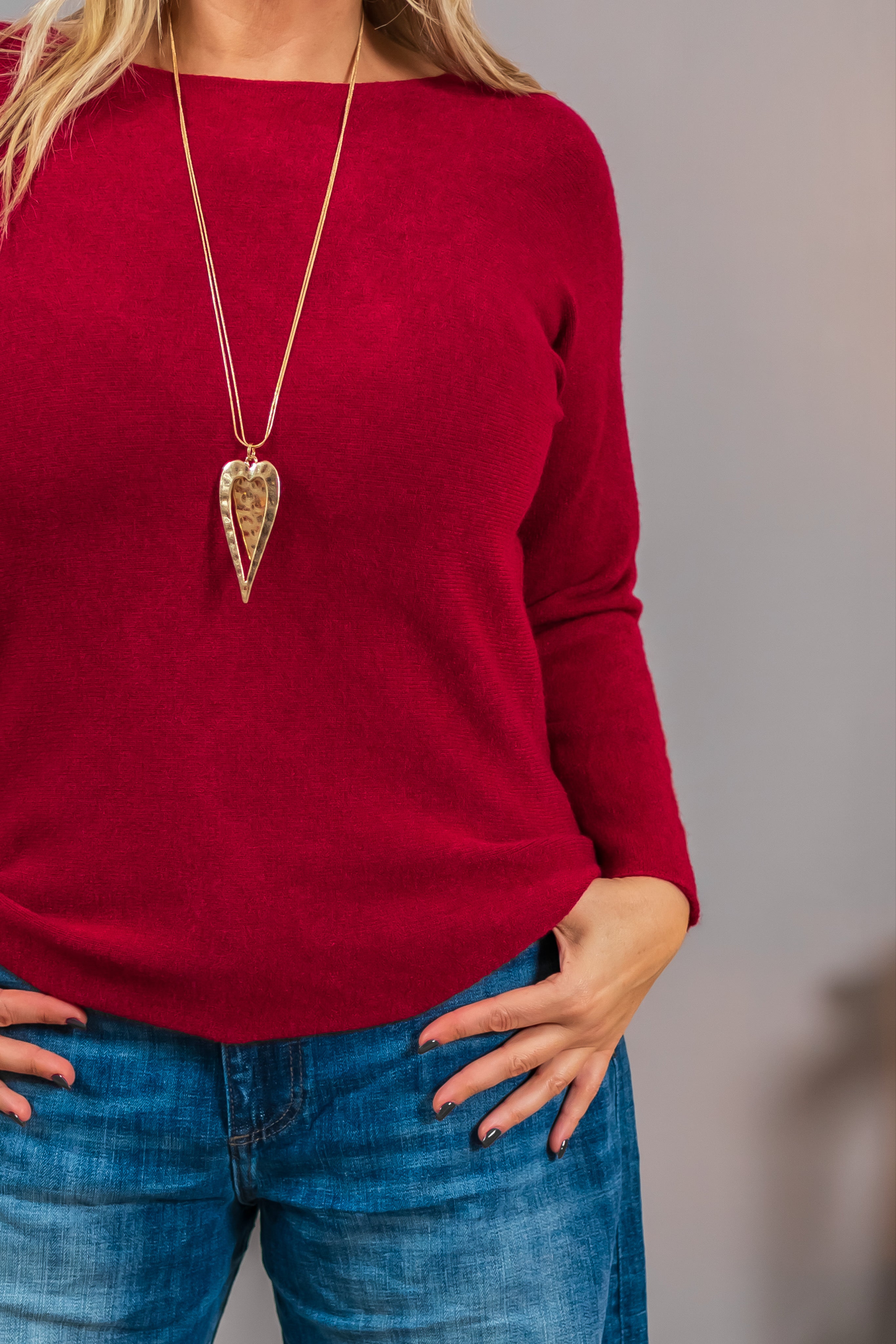 Feinstrickpullover, dunkelrot