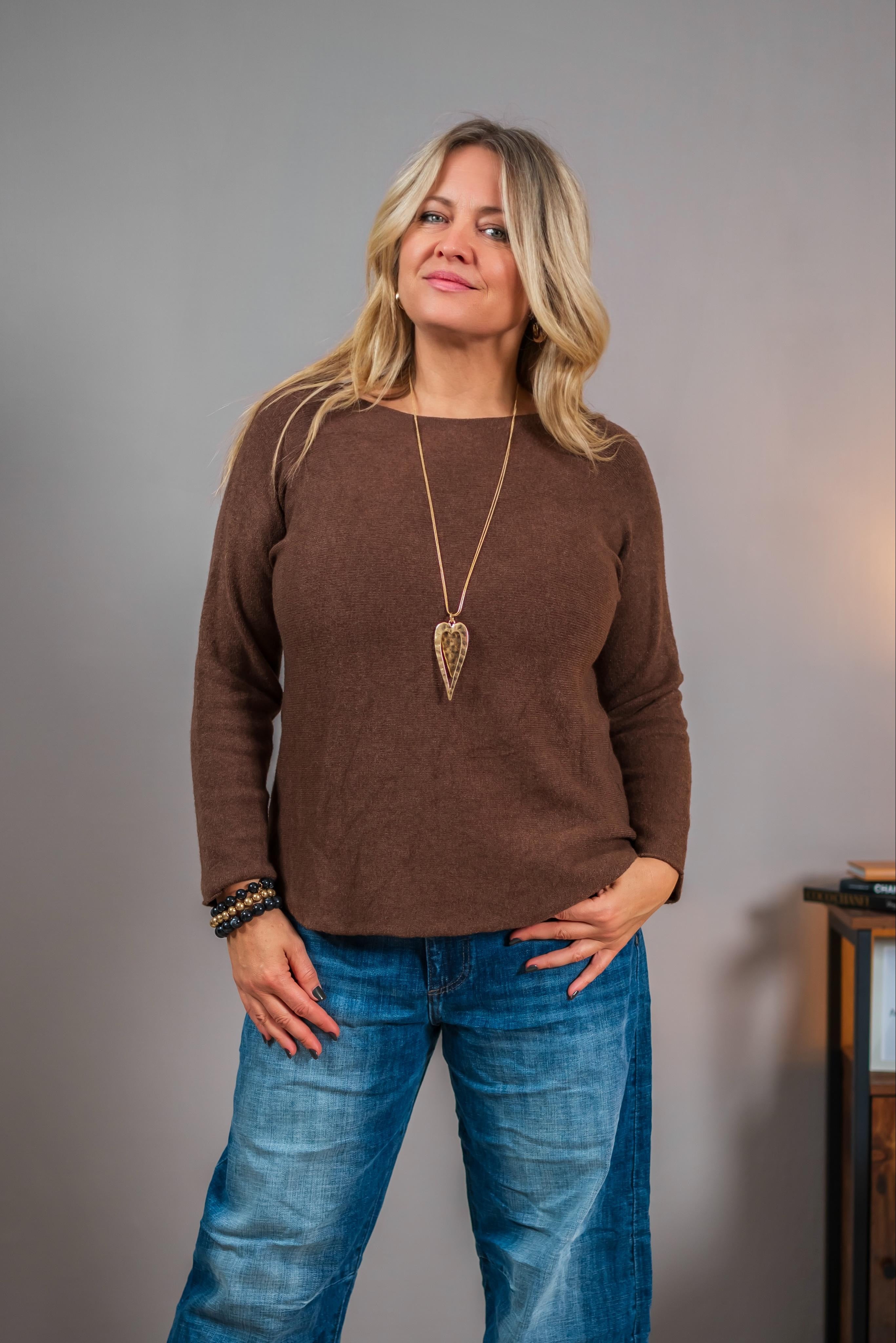 Feinstrickpullover, braun