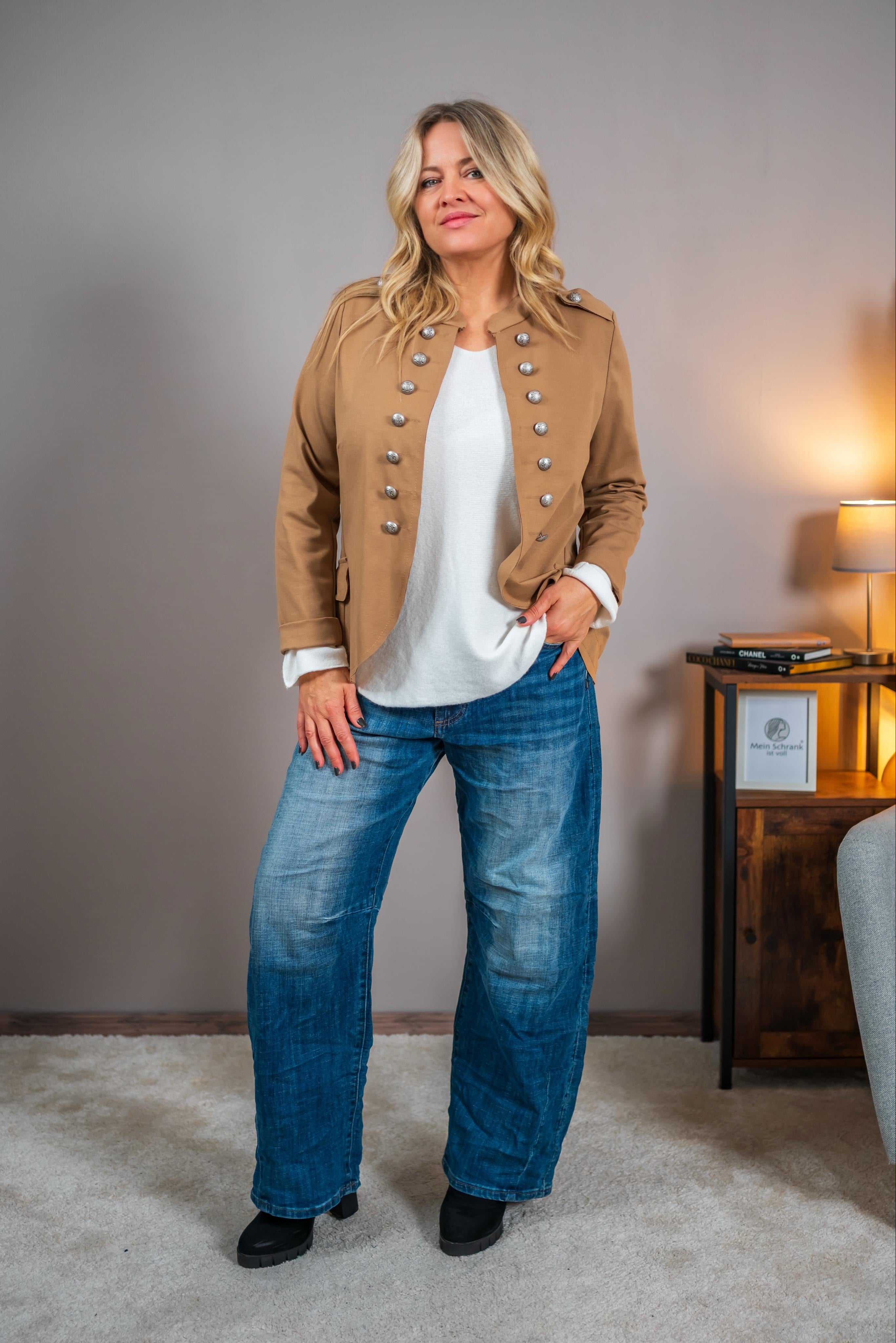 Blazerjacke mit Zierknöpfen, camel