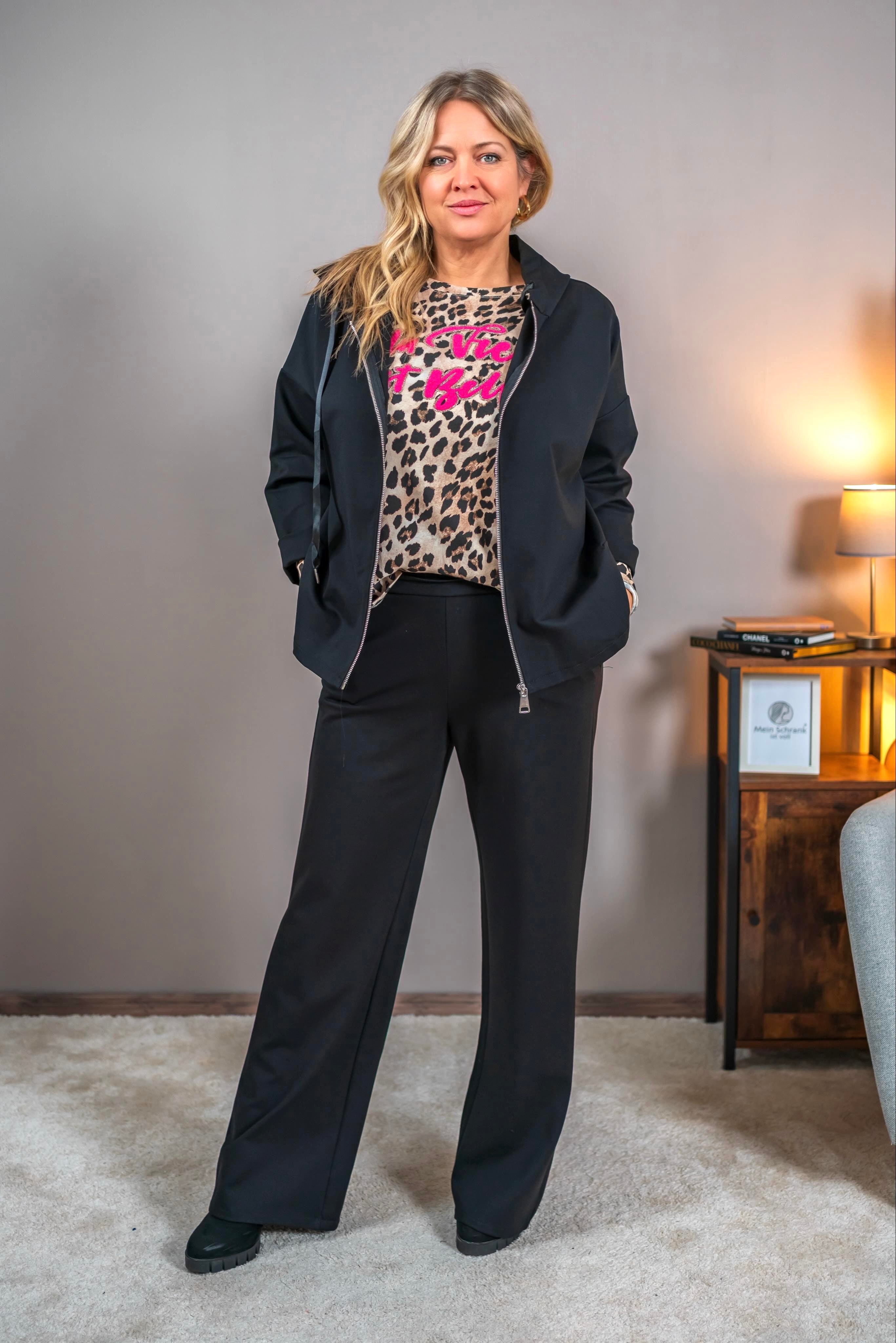 Wide-Leg-Hose in Schwarz