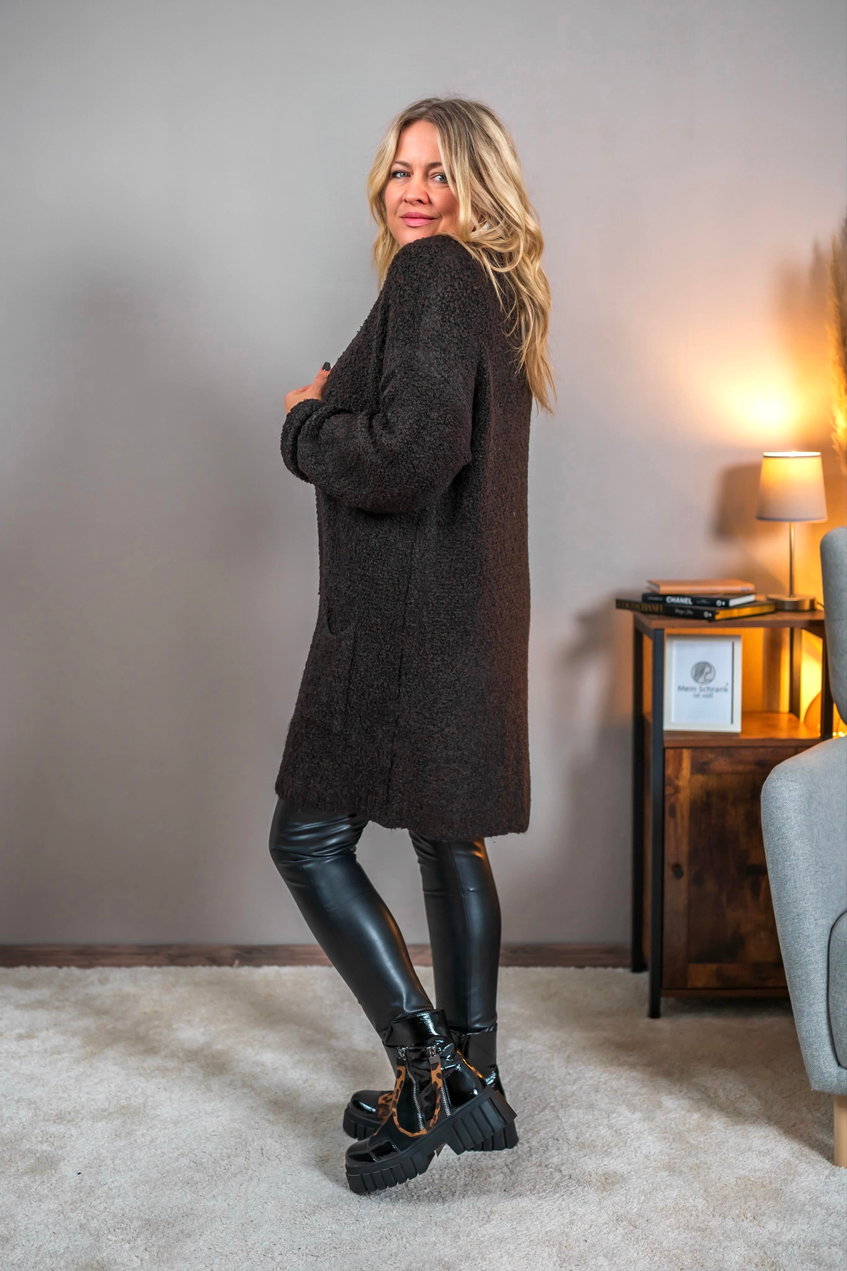 Bouclé-Cardigan, braun