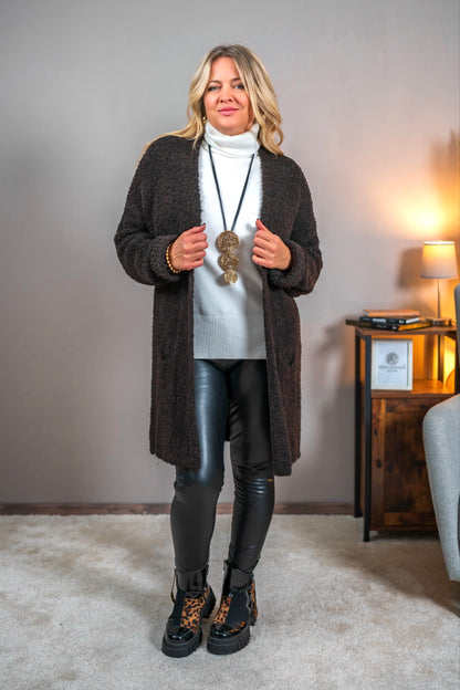 Bouclé-Cardigan, braun