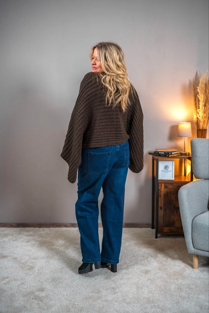 Poncho aus Strick, dunkelbraun