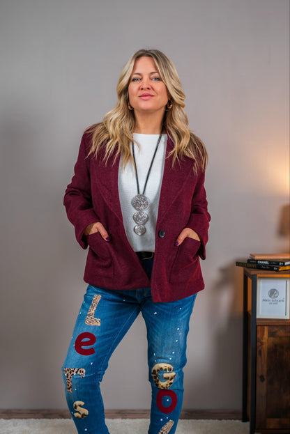 Jacke im Casual-Look, bordeaux