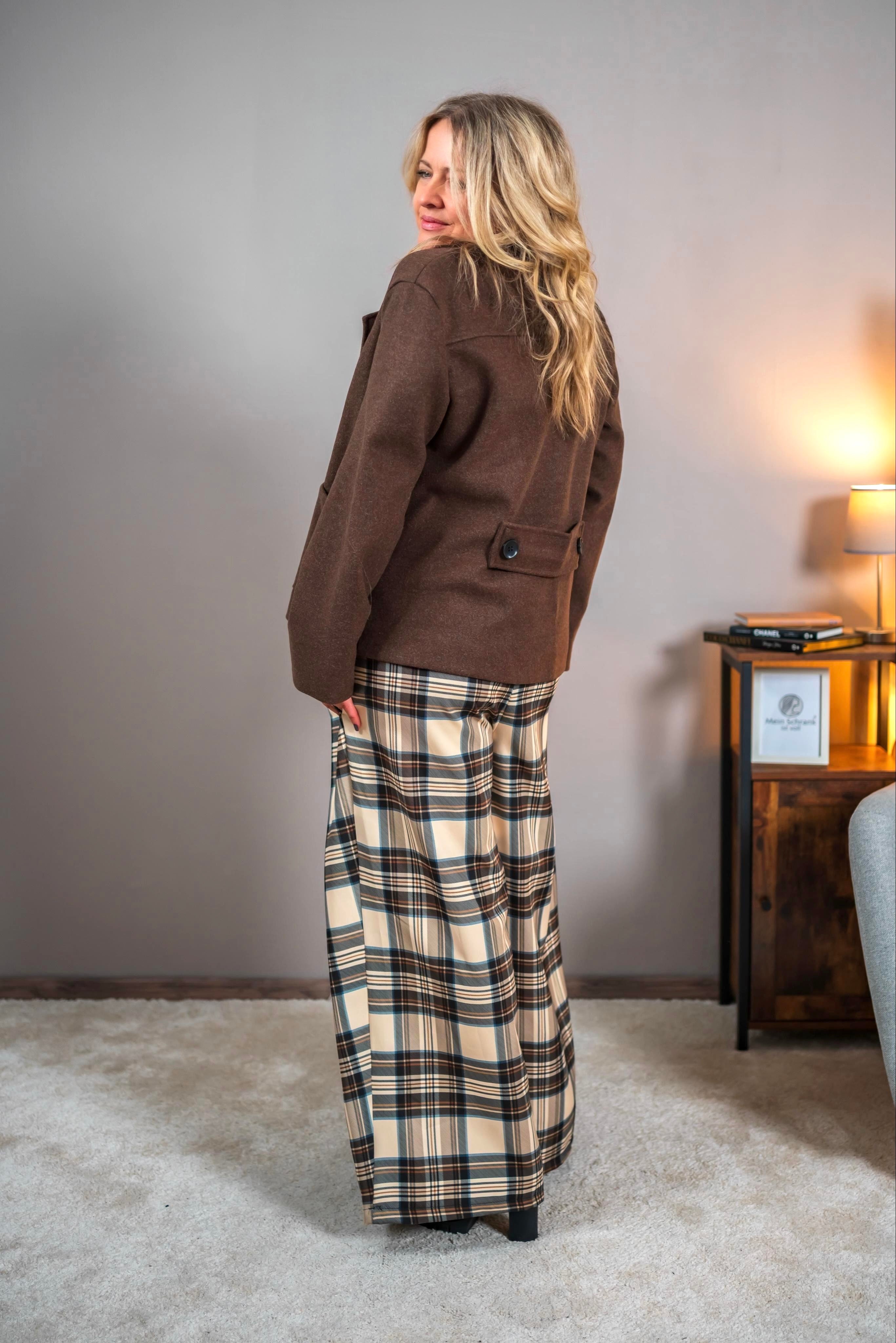 Hose mit weitem Bein, kariert