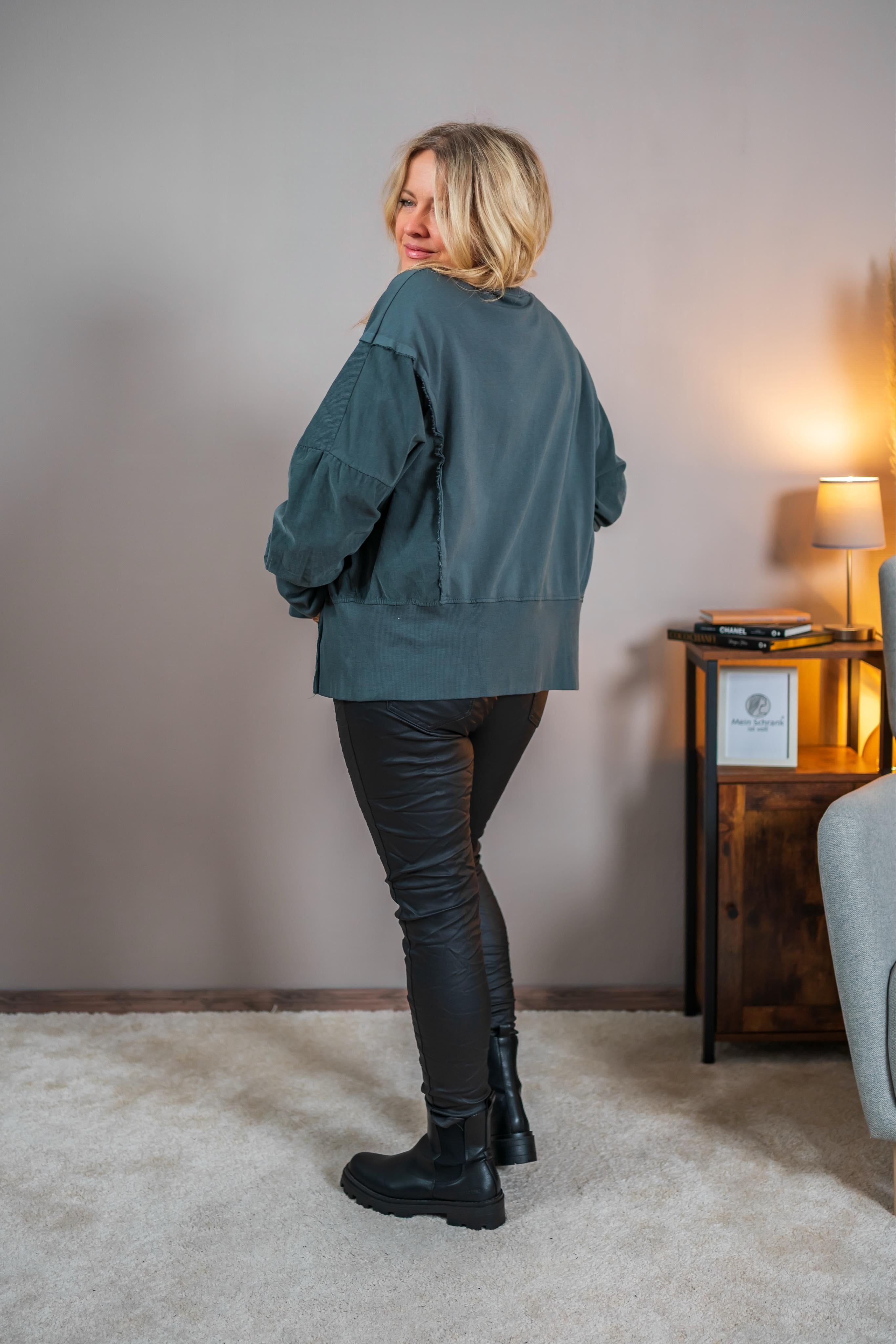 Sweatshirt mit Print, anthrazit