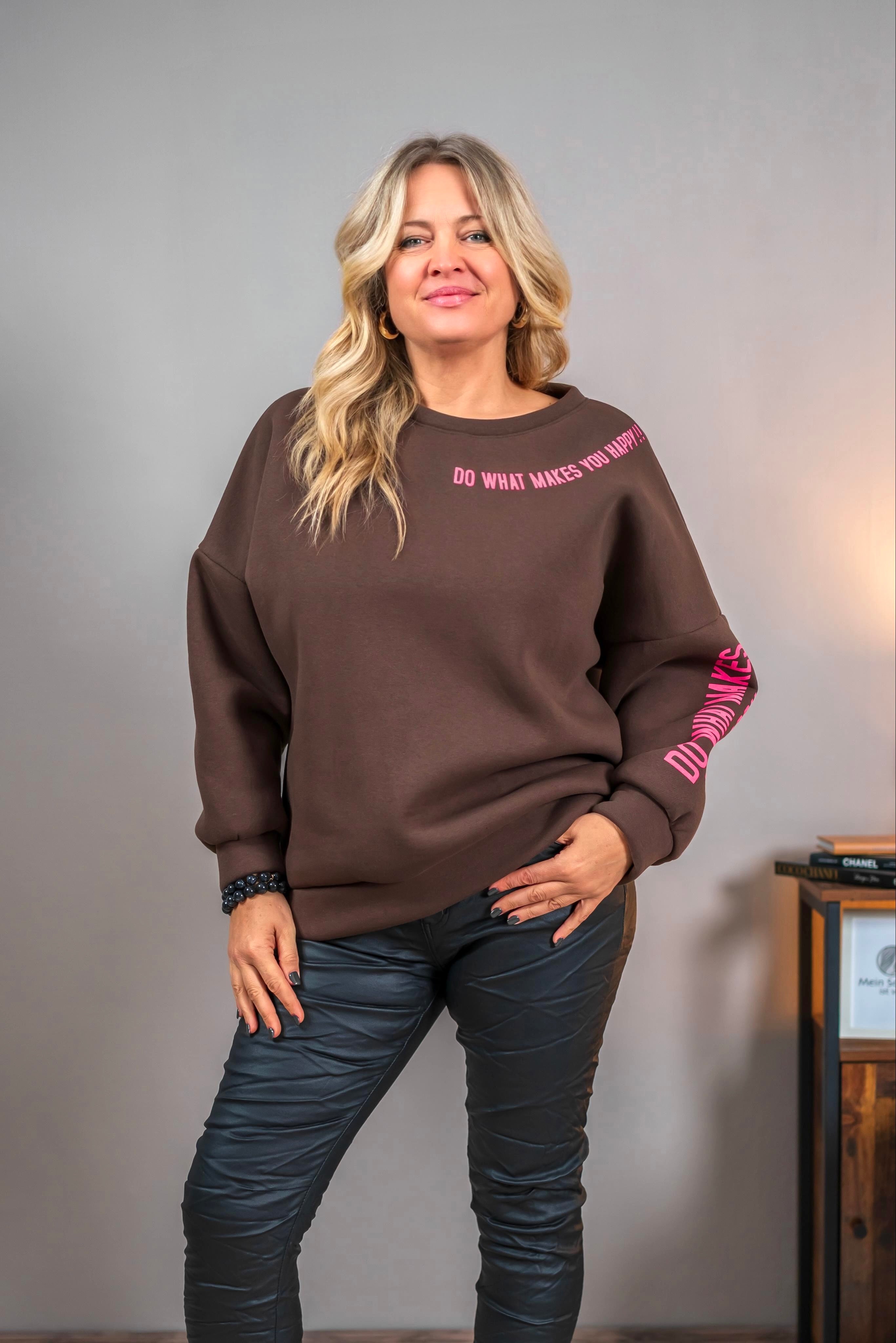 Sweatshirt mit Print, braun