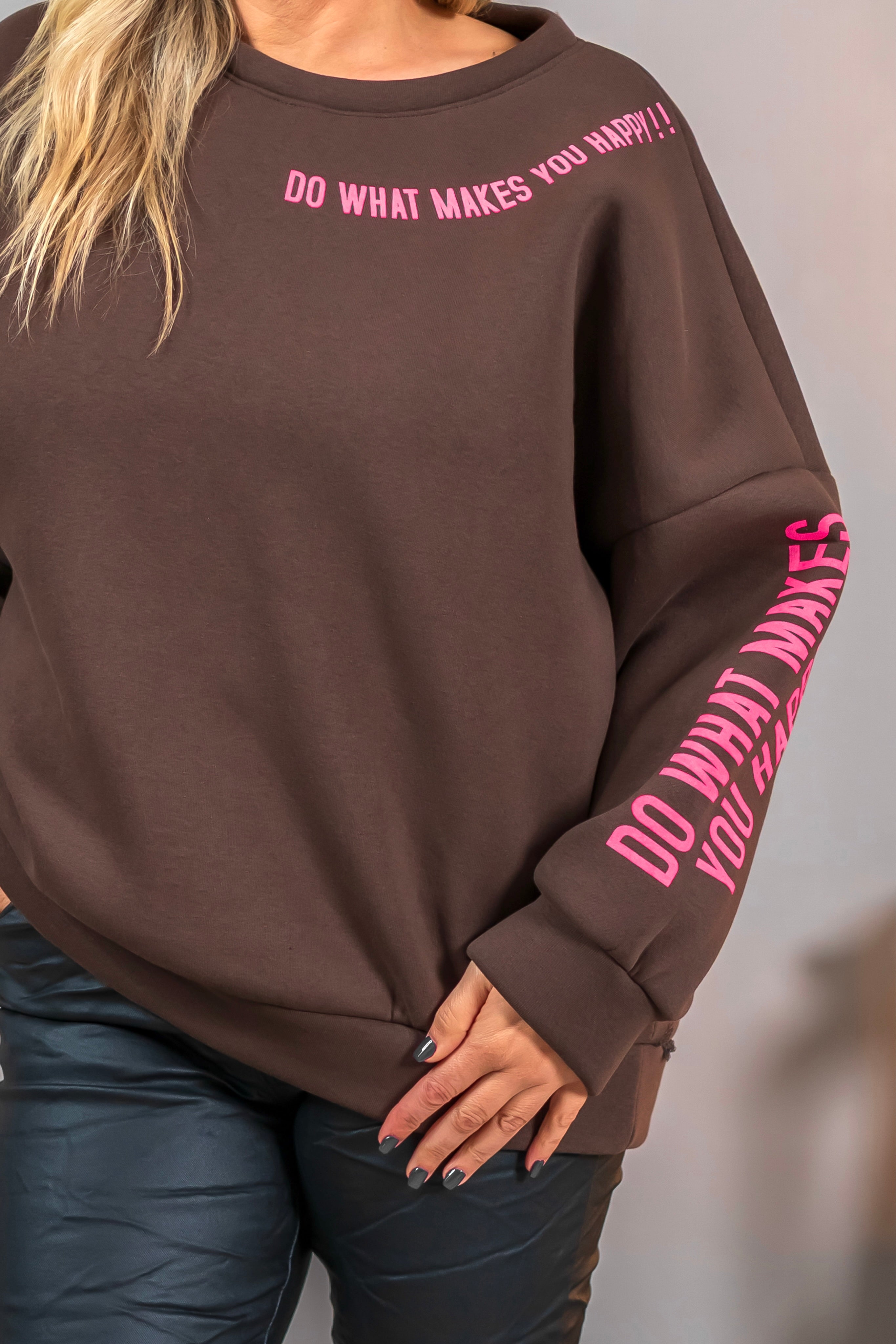 Sweatshirt mit Print, braun