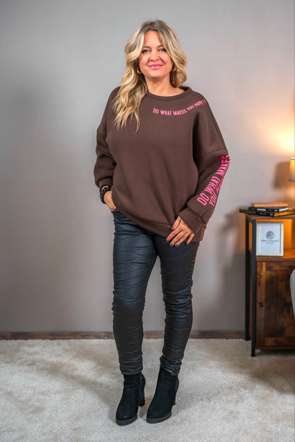 Sweatshirt mit Print, braun