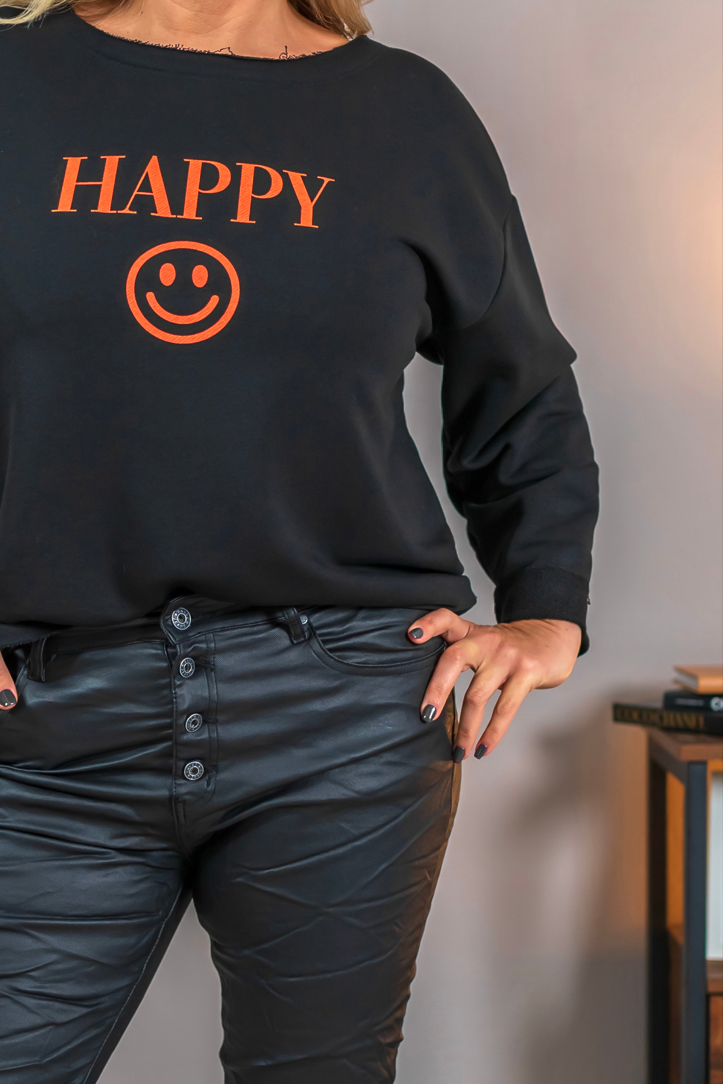 Sweatshirt mit Print, schwarz