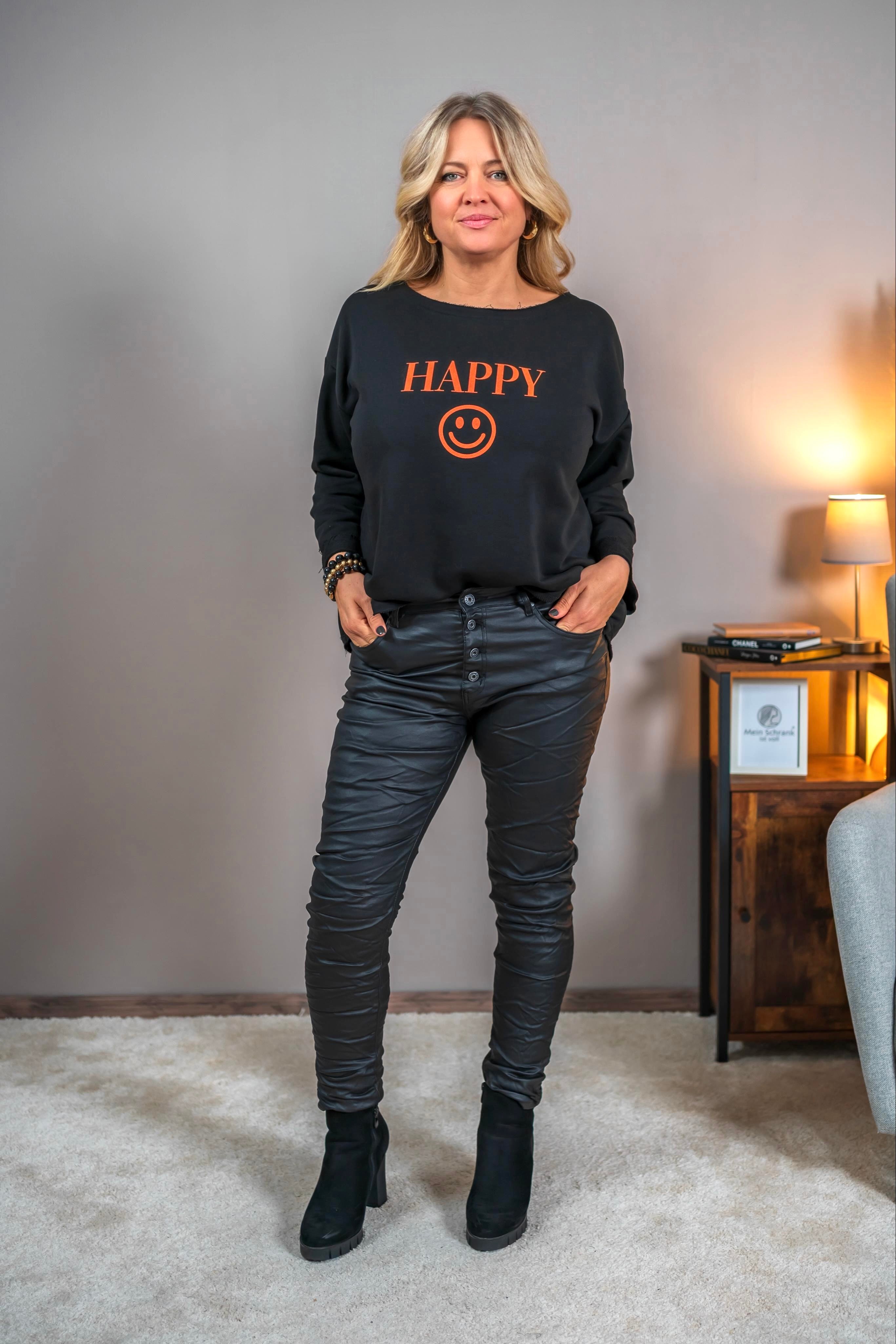 Sweatshirt mit Print, schwarz
