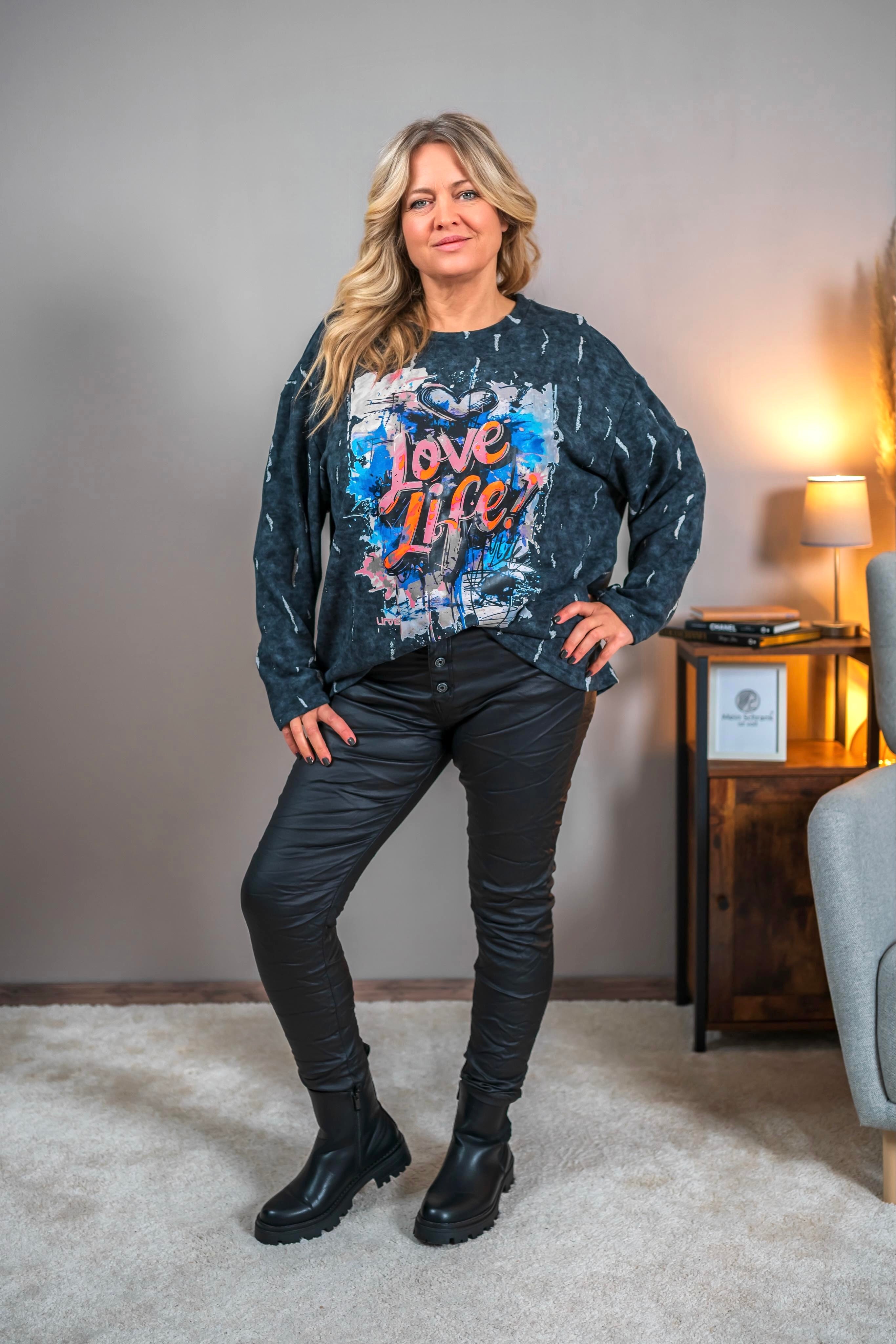 Sweatshirt mit Print, schwarz/bunt