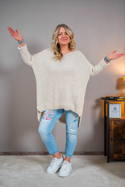 Oversize Longpullover, beige