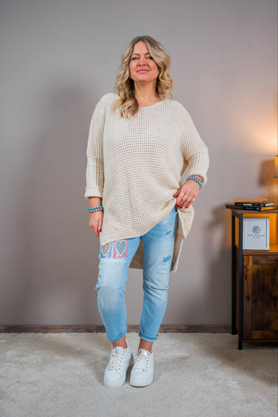 Oversize Longpullover, beige