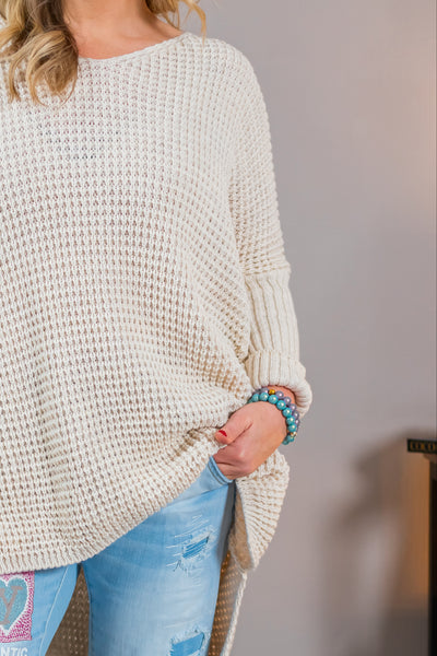 Oversize Longpullover, beige