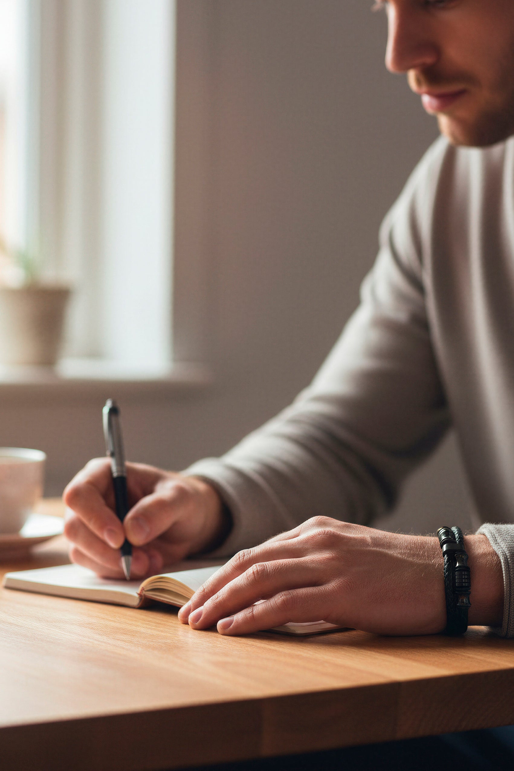 Armband aus Kunstleder mit Edelstahlverschluss, schwarz