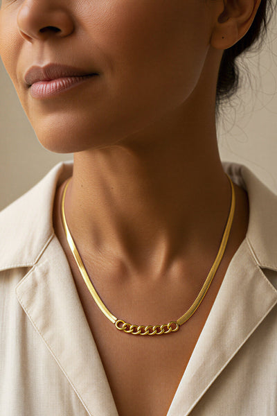 Kette Schlangenkette mit Ring-Elementen, gold