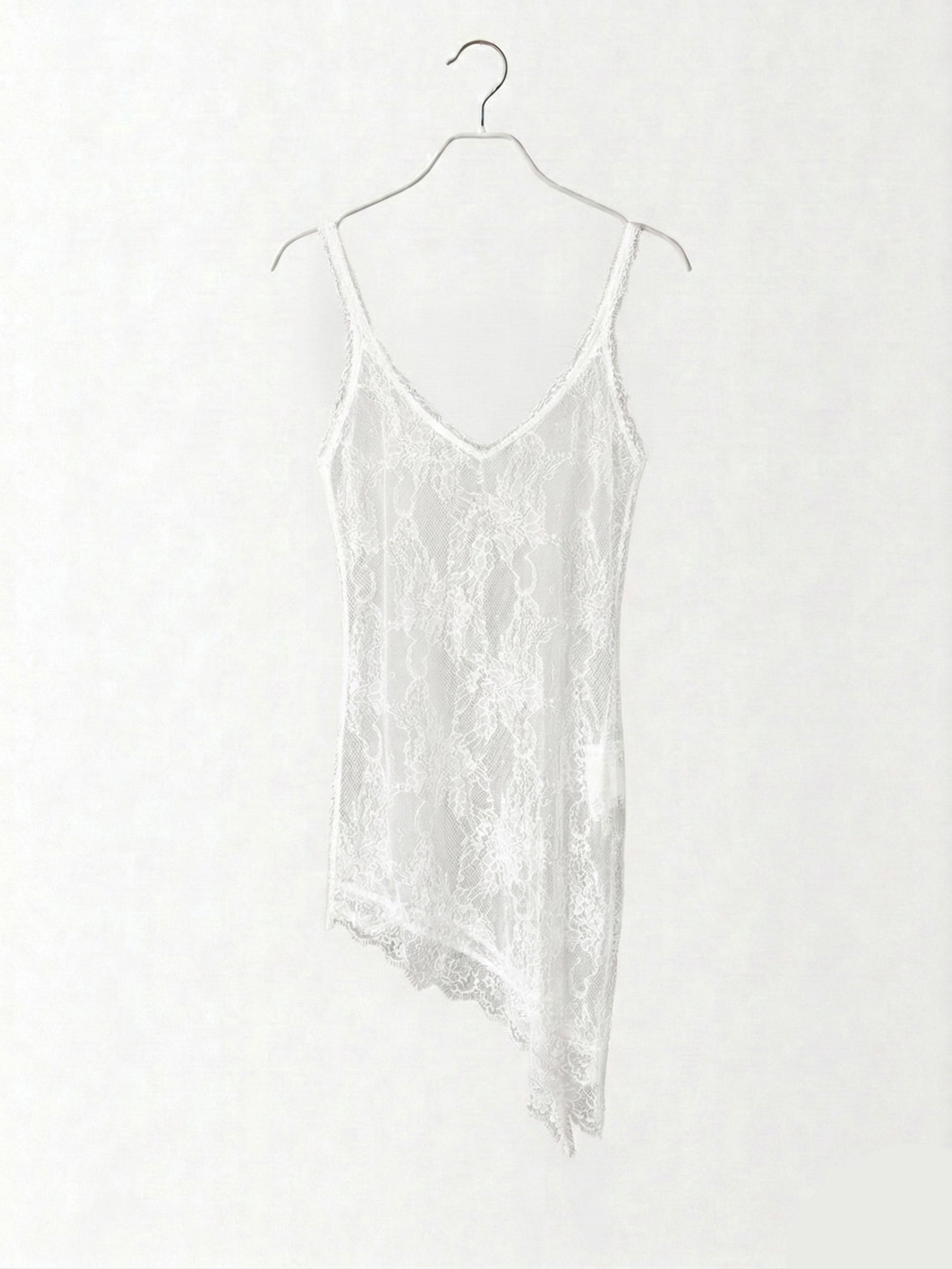 Asymmetrisches Longtop aus Spitze, creme