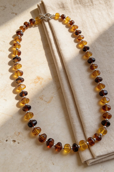 Kette mit Bernstein-Look in Honigbraun