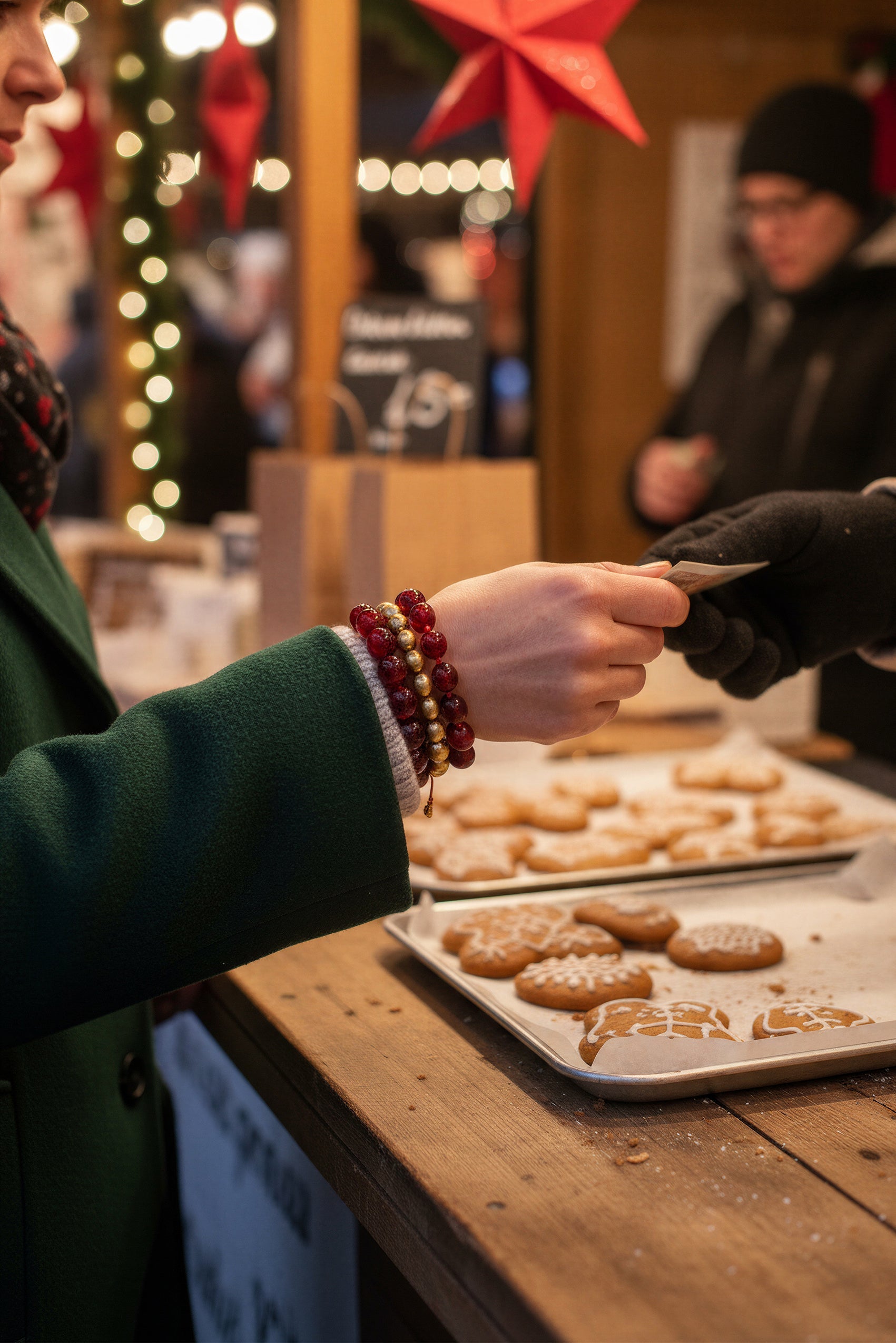 Armband-Set, weinrot marmoriert, 3-teilig